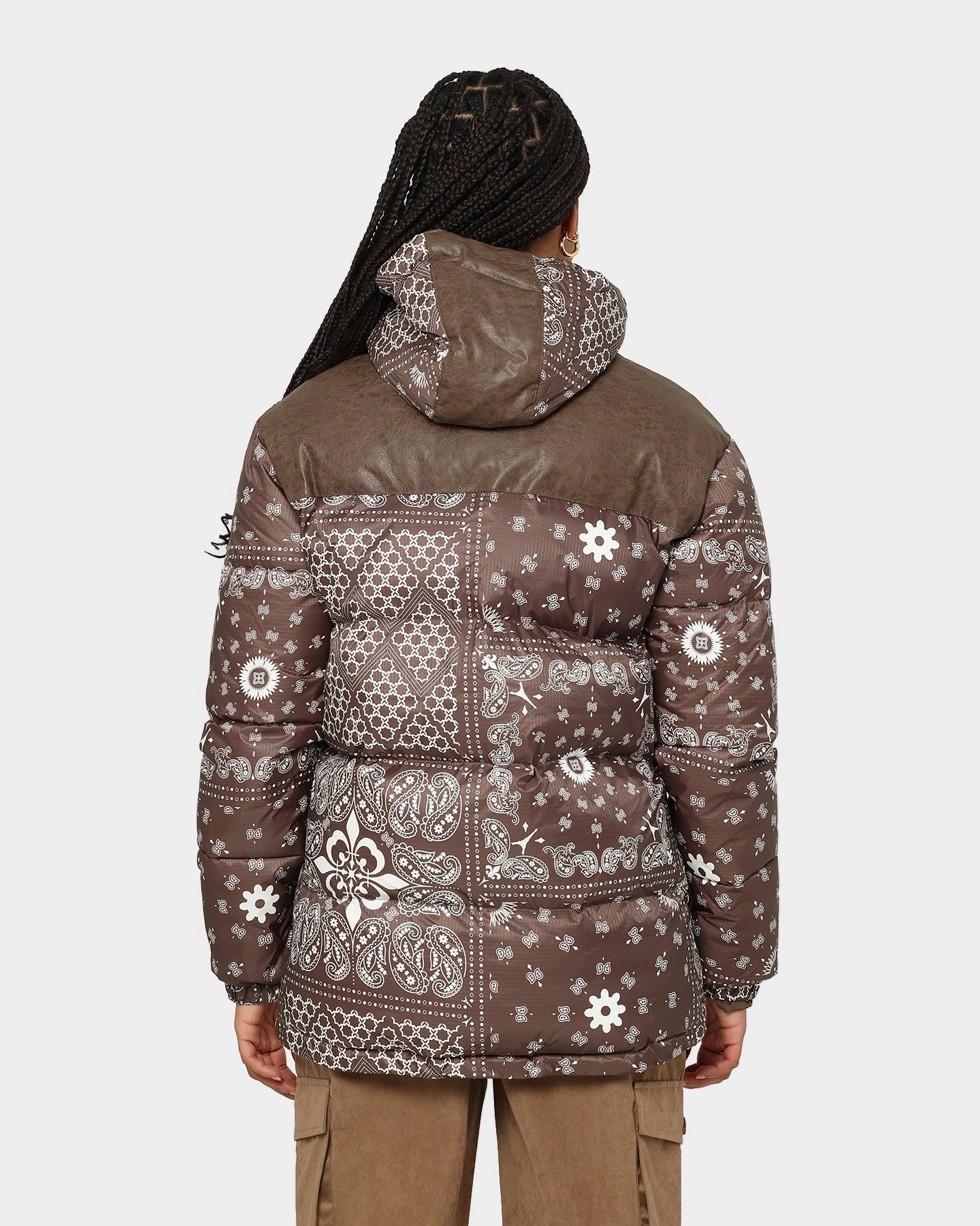 snowboarder Record Carre Bandana Ultra Roadman Puffer Jacket Dark Brown
