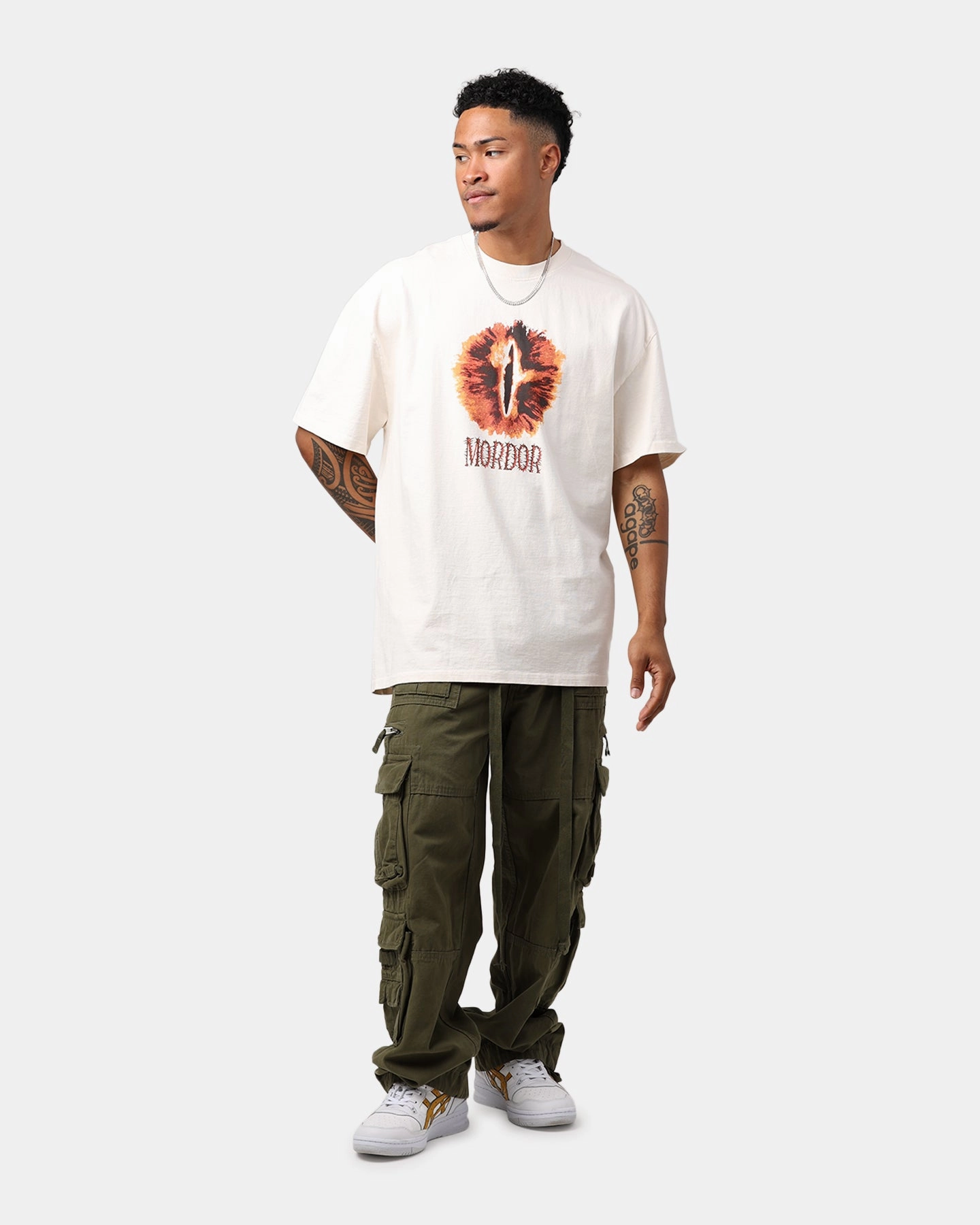 American Thrift X Lord Of The Rings Mordor Heavyweight T-Shirt Off White Anti Odor Technology Durable Material