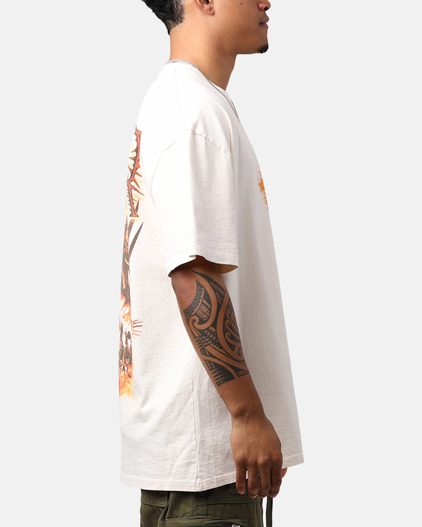Stretchable Collar Band Premium Cotton American Thrift X Lord Of The Rings Mordor Heavyweight T-Shirt Off White
