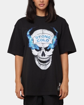 Mitchell & Ness X WWE Stone Cold Steve Austin Skull T-Shirt Overdyed Black Simple Comfort
