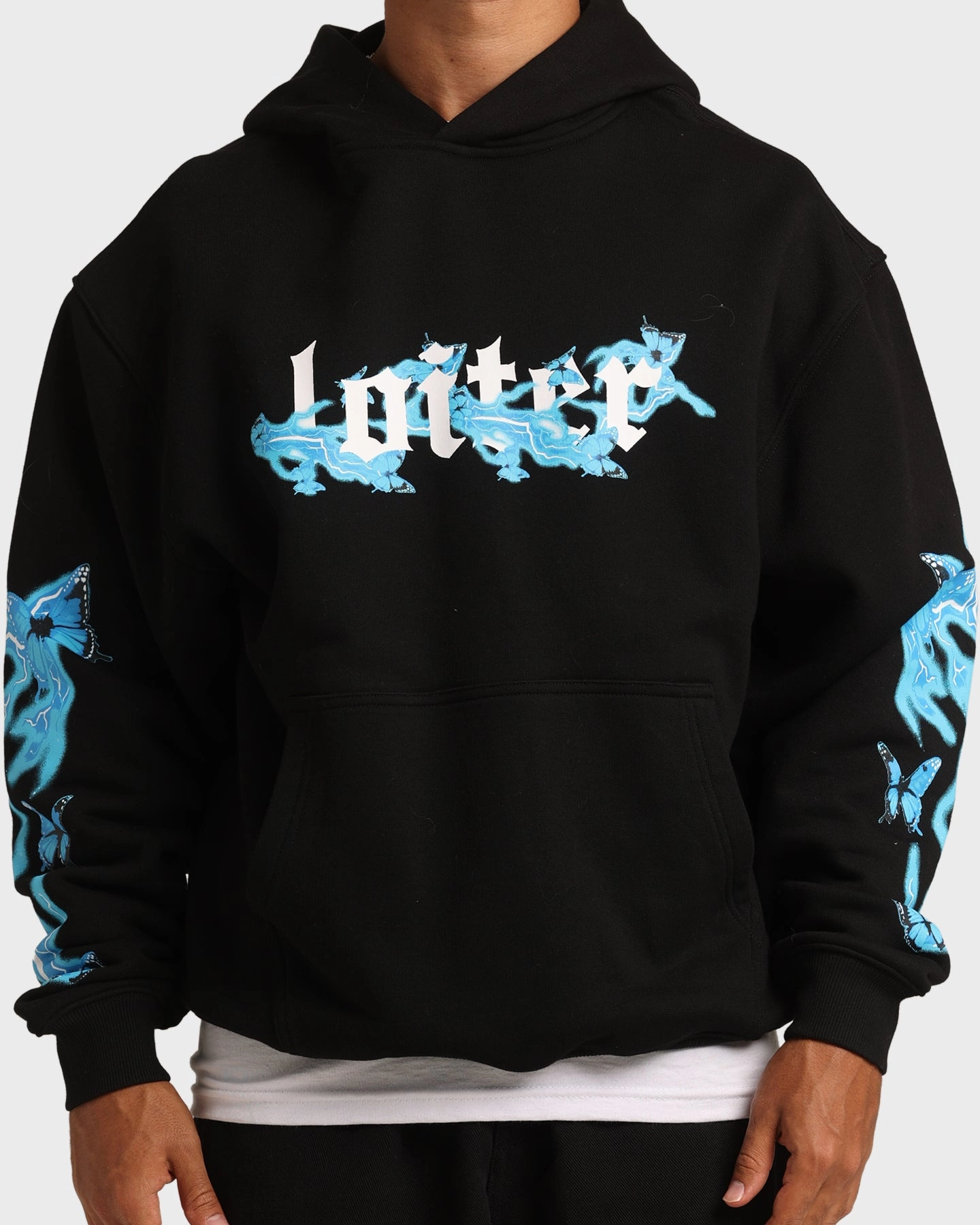 city dwellers Ventilation Grommets Loiter Electro Butterfly Hoodie Black