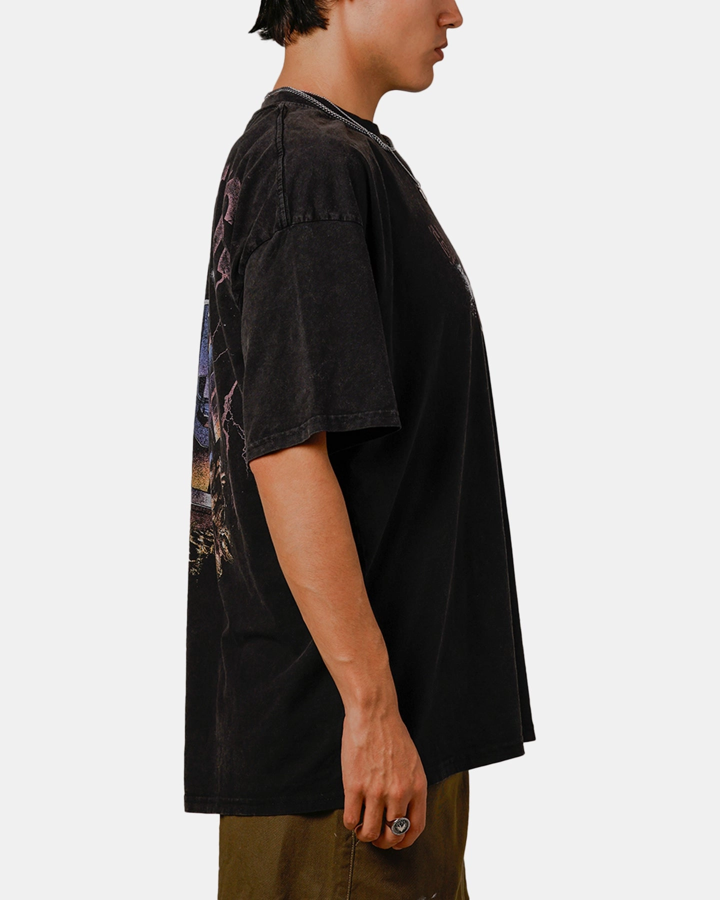 Recycled Polyester Urban Smart Goat Crew Marvel Galactus Vintage T-Shirt Black Acidwash
