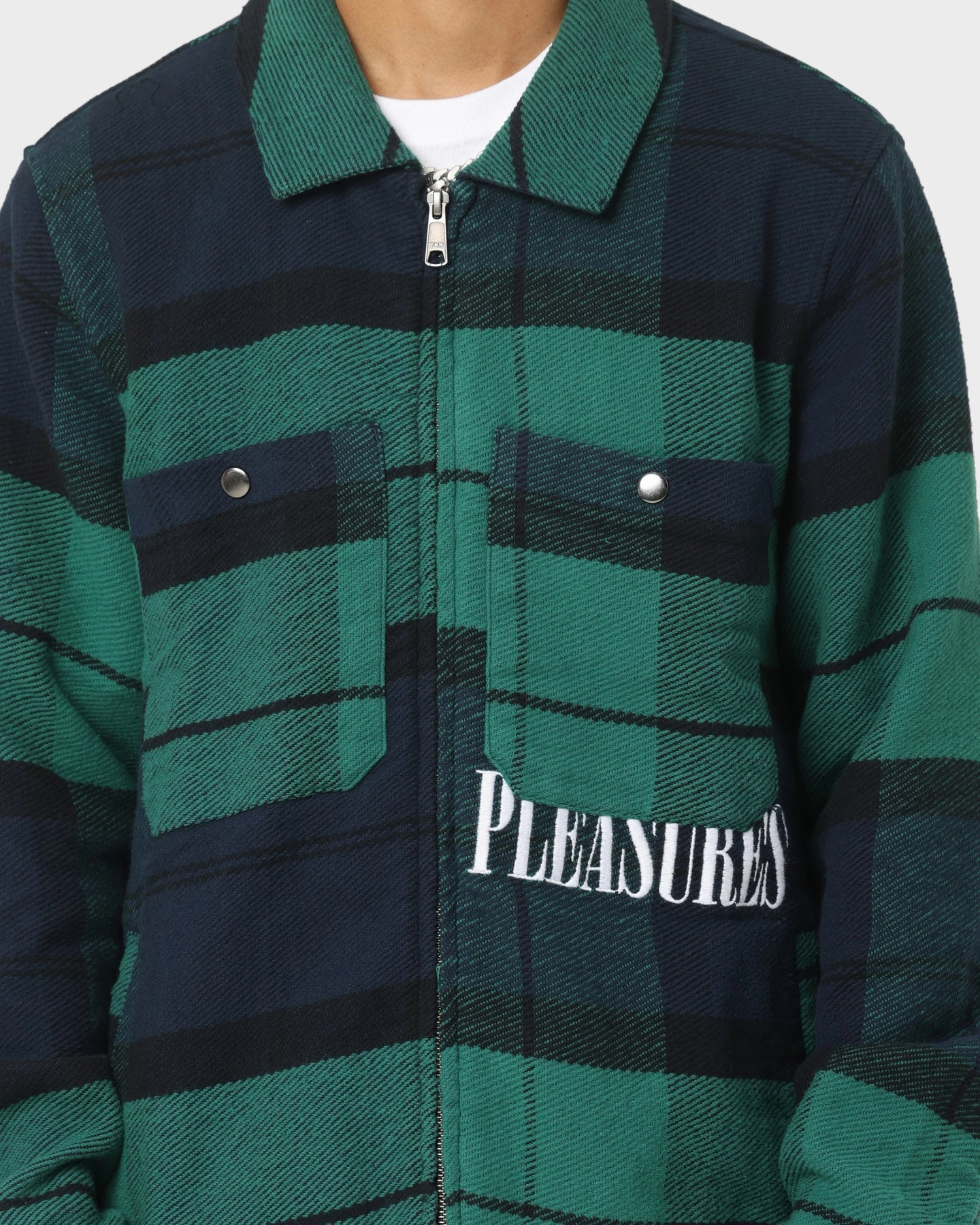 HUF X Pleasures Blackwatch Work Jacket Navy System