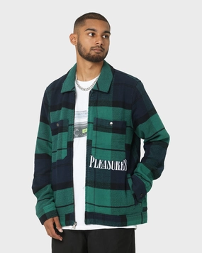 HUF X Pleasures Blackwatch Work Jacket Navy snowboarding Hidden Compartments