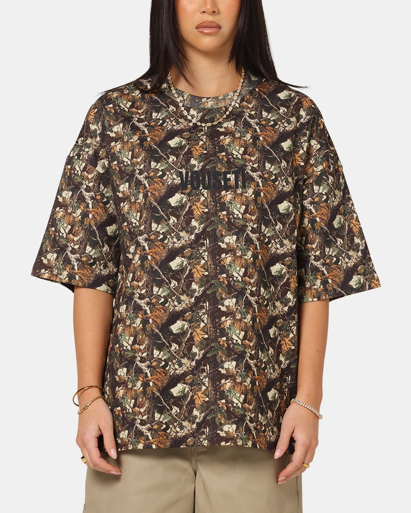 Vouseti Tree Camo T-Shirt Black Casual Elegance