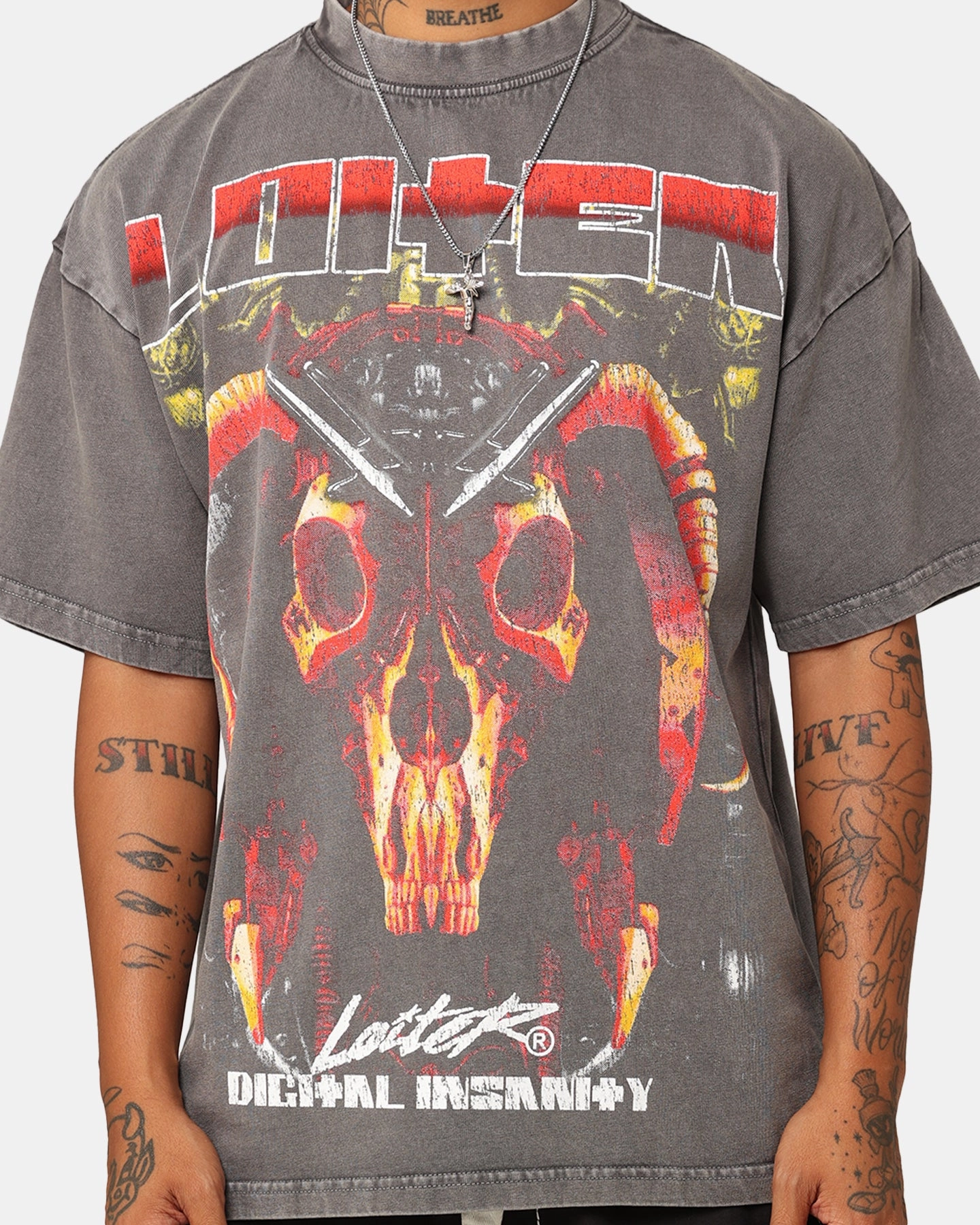 Loiter Digital Insanity Vintage T-Shirt Charcoal Perfect for Any Outfit men's clothing