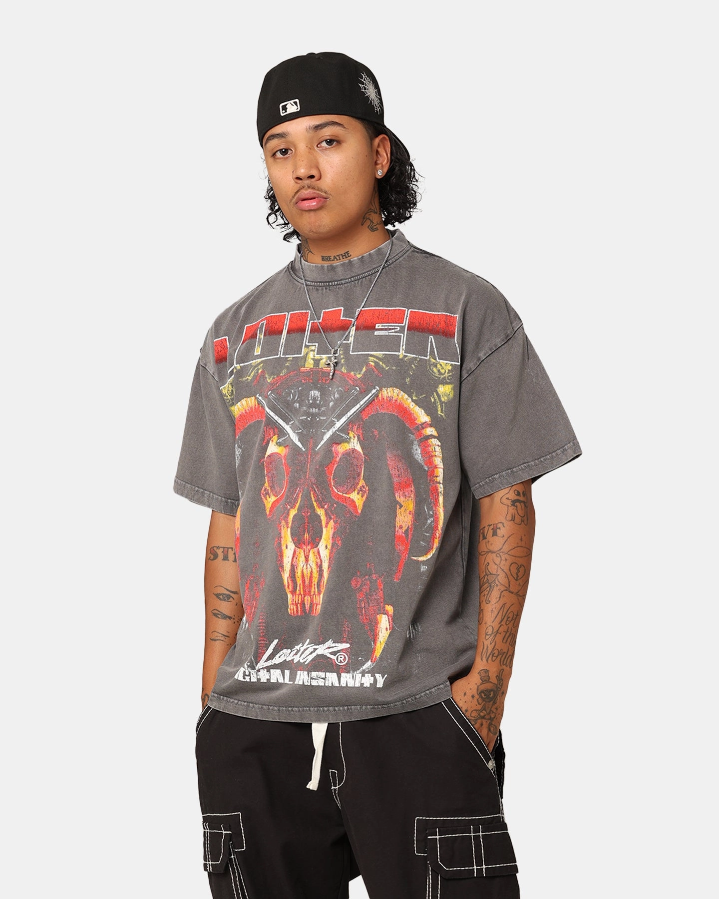 Fit For All Loiter Digital Insanity Vintage T-Shirt Charcoal