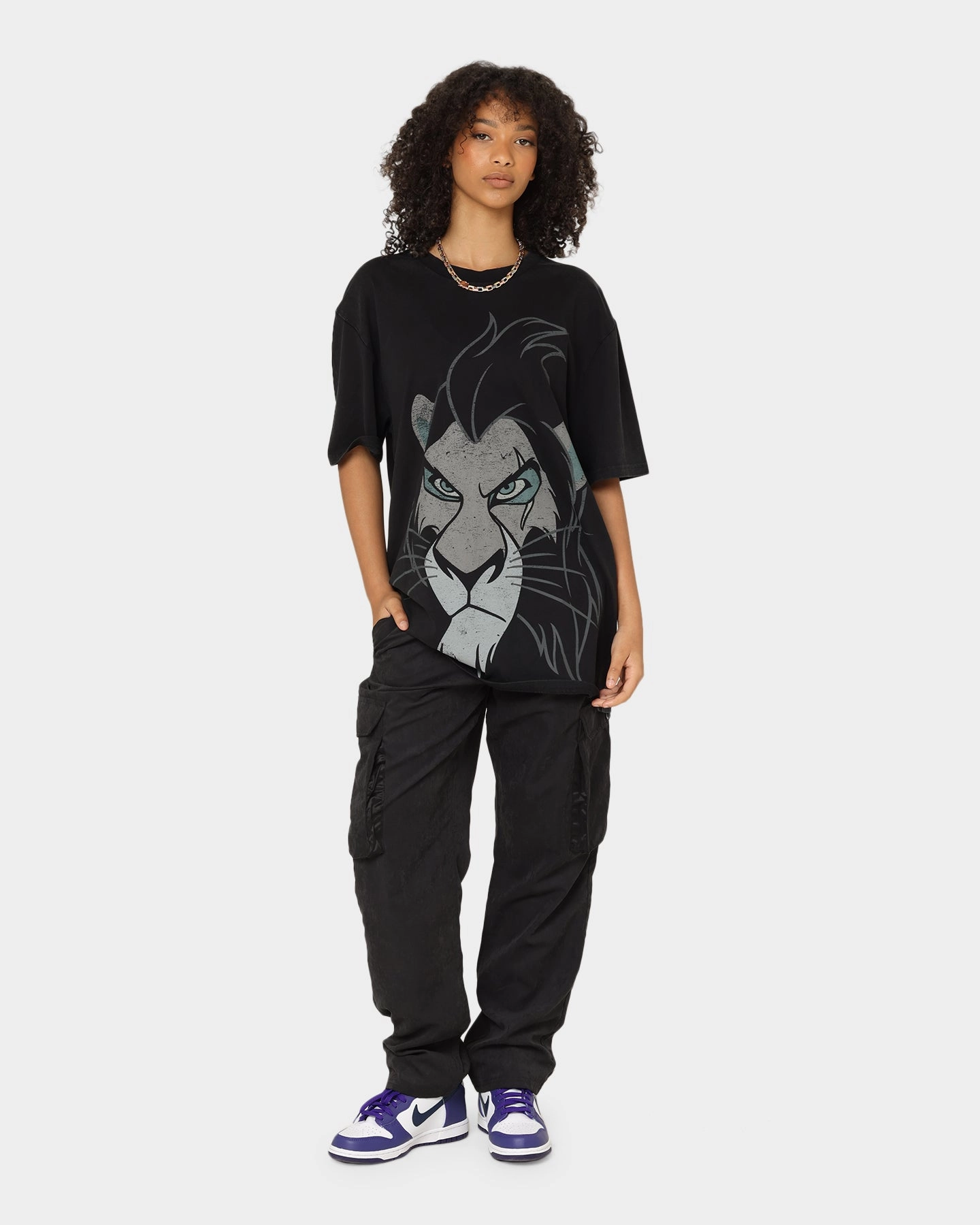 Disney Scar Vintage T-Shirt Washed Black FadeResistant Travel Wear