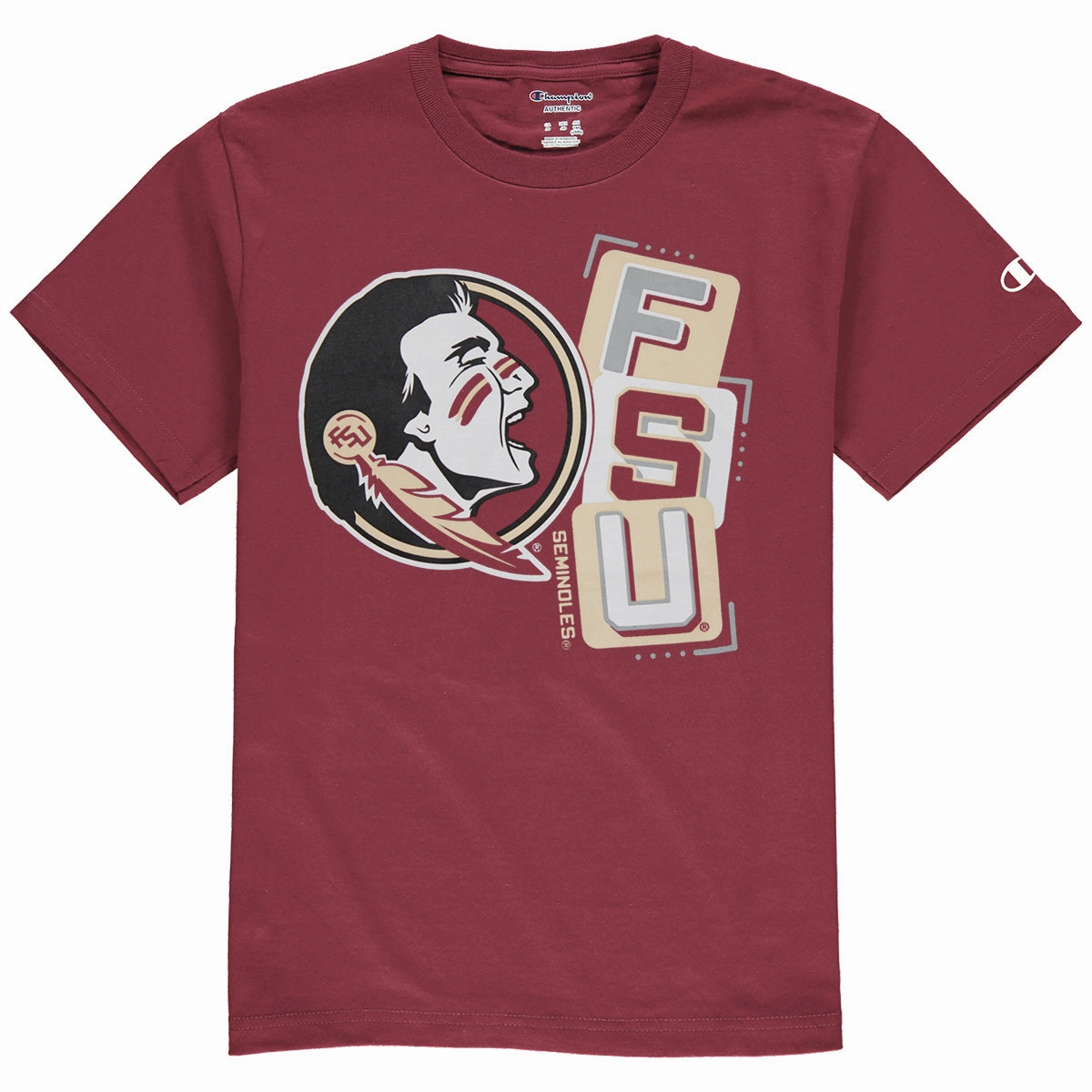 Champion Toddler Seminole Logo/FSU Design Short Sleeve T-shirt - Garnet proper length Fun and Playful