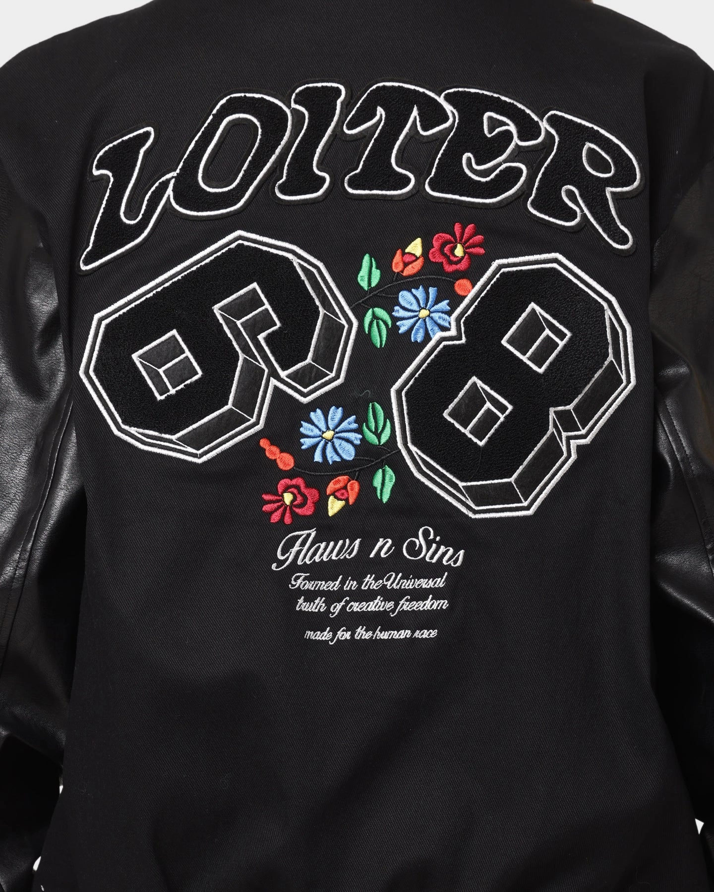 Durable Shield holiday Loiter Flaws Varsity Jacket Black