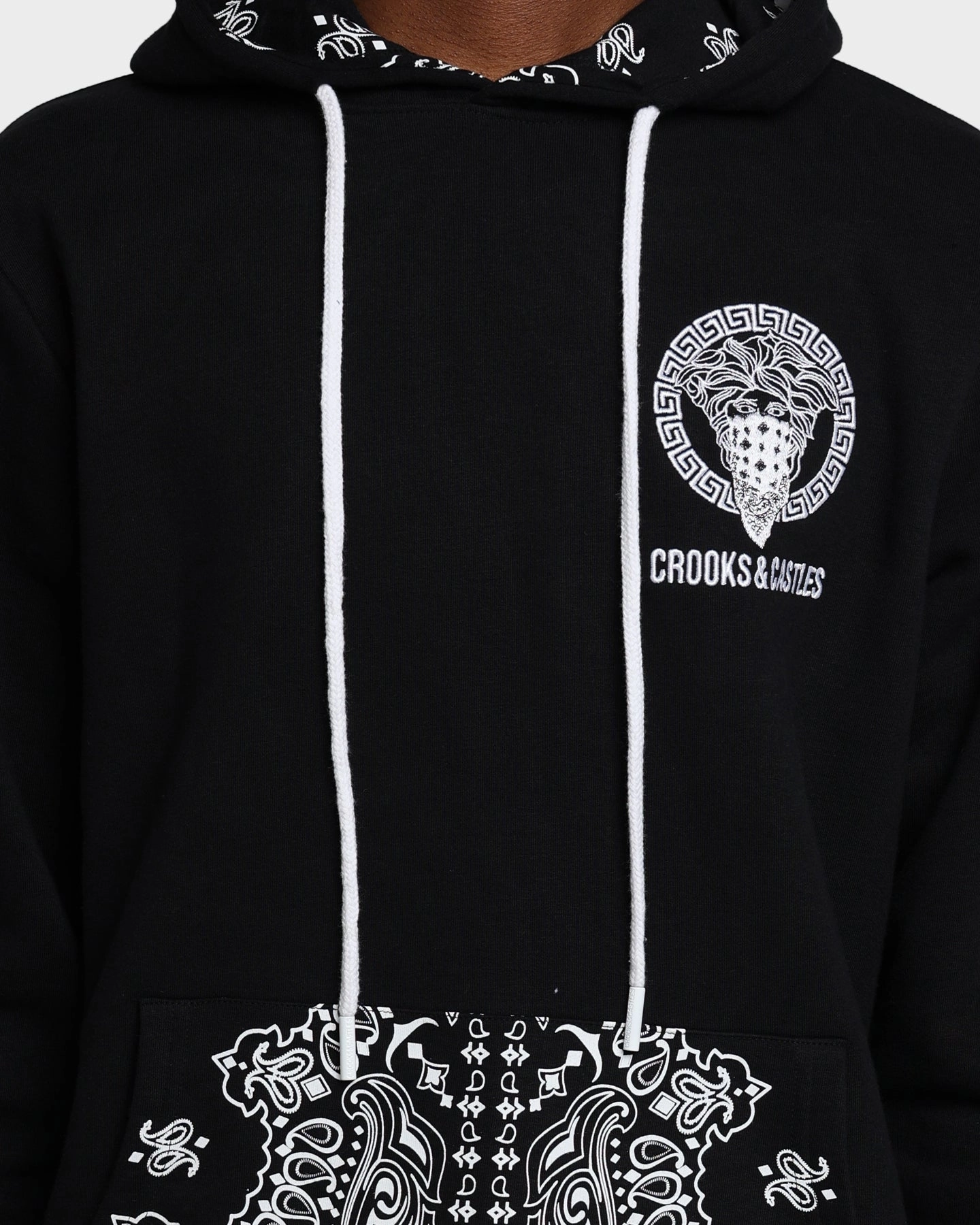 half-zip Crooks & Castles Bandana Core Hoodie Black