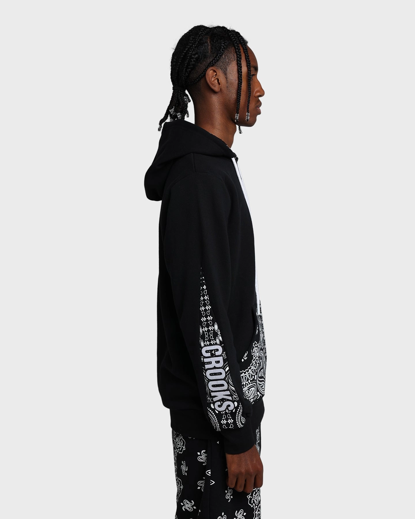 Crooks & Castles Bandana Core Hoodie Black Abrasion Resistant Fabric
