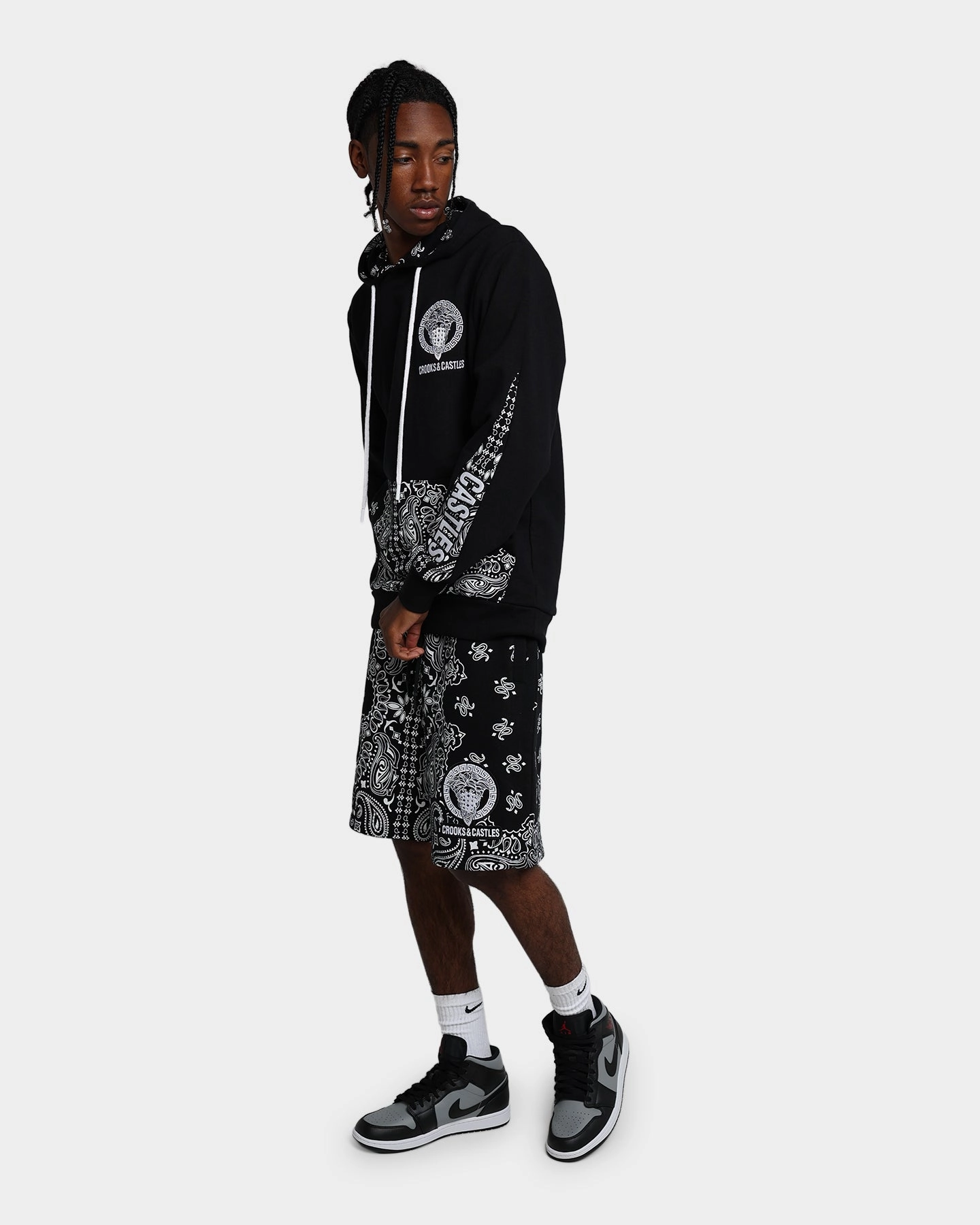 Crooks & Castles Bandana Core Hoodie Black Minimal Look