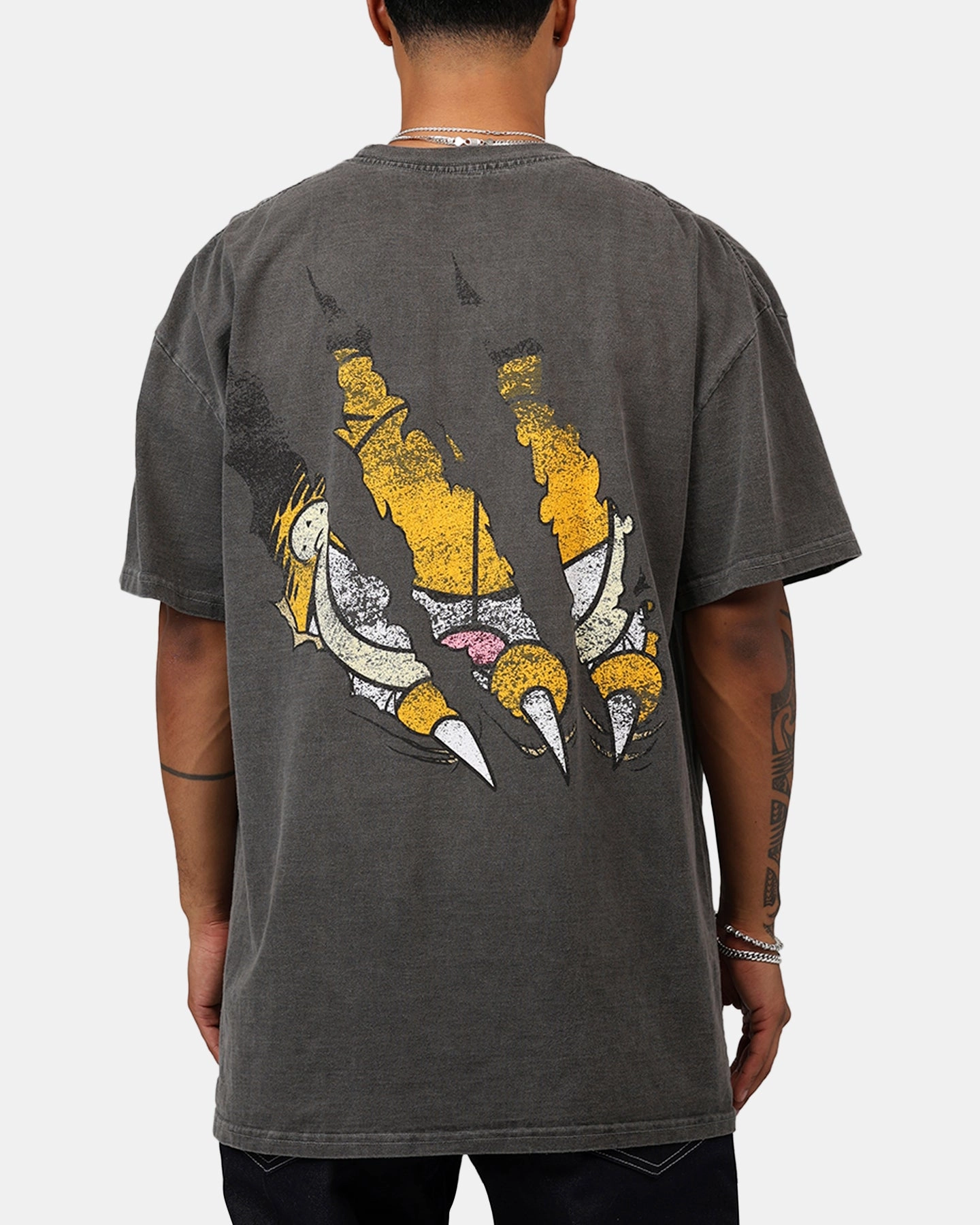 Vintage Goat Crew X Garfield Smiling Cat Heavyweight T-Shirt Vintage Black Wash Flatlock stitching