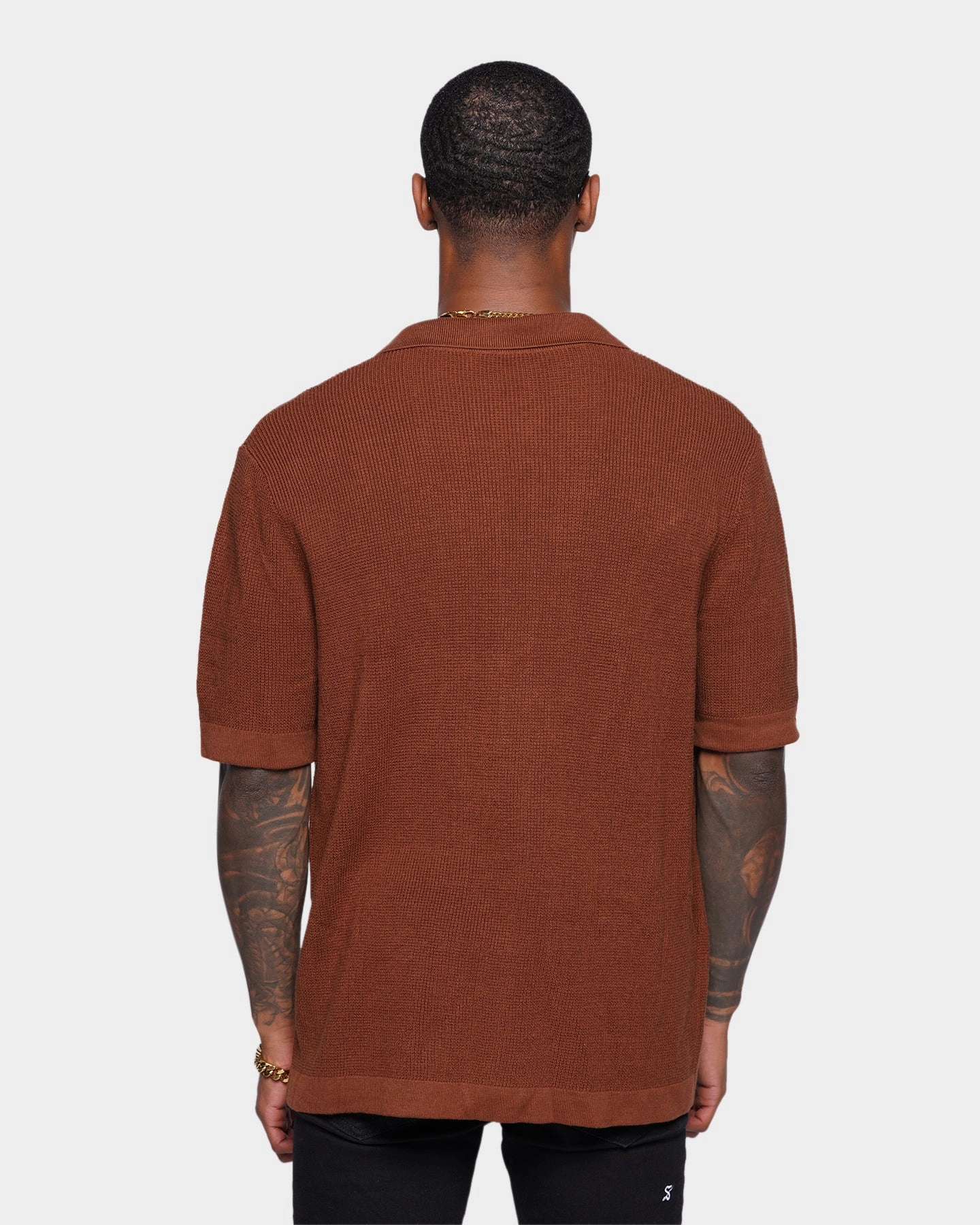 XXIII Zyair Knit Rib Button Up Shirt Brown Trend-Driven