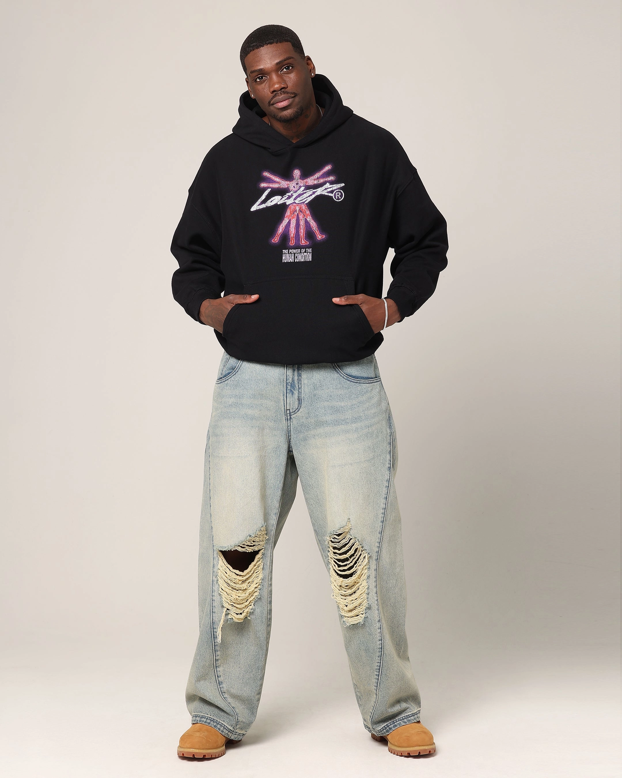 tag Loiter Human Condition Hoodie Black