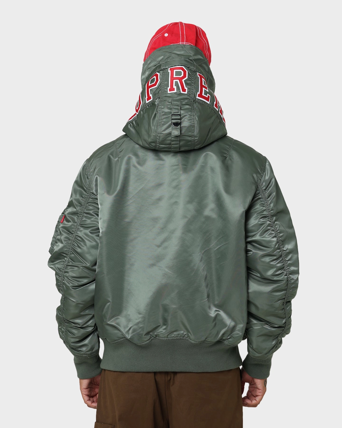 Supreme Hooded MA-1 Jacket Olive Articulated Elbows Shelf