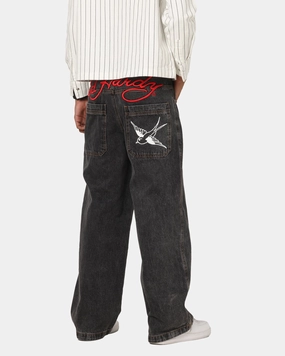 Athlete Fit Holiday Vibes Timeless Design Ed Hardy Wide Leg Jeans Black