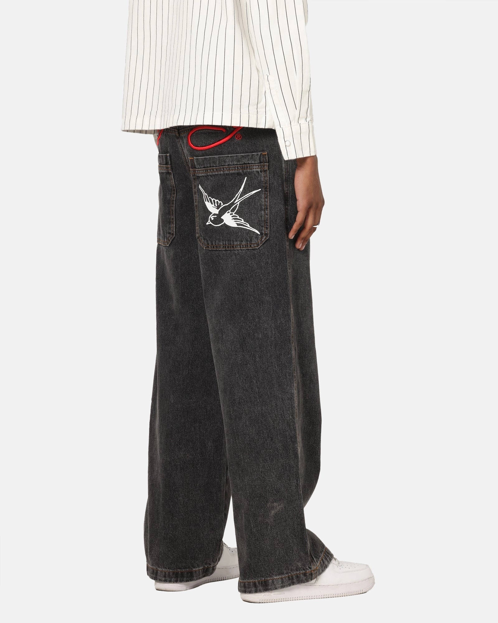 Comfort Stretch Weave Ed Hardy Wide Leg Jeans Black