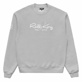 Malbon Roll King Crew Fleece Golf Sweater Steel - FW24 Men Everyday Layers
