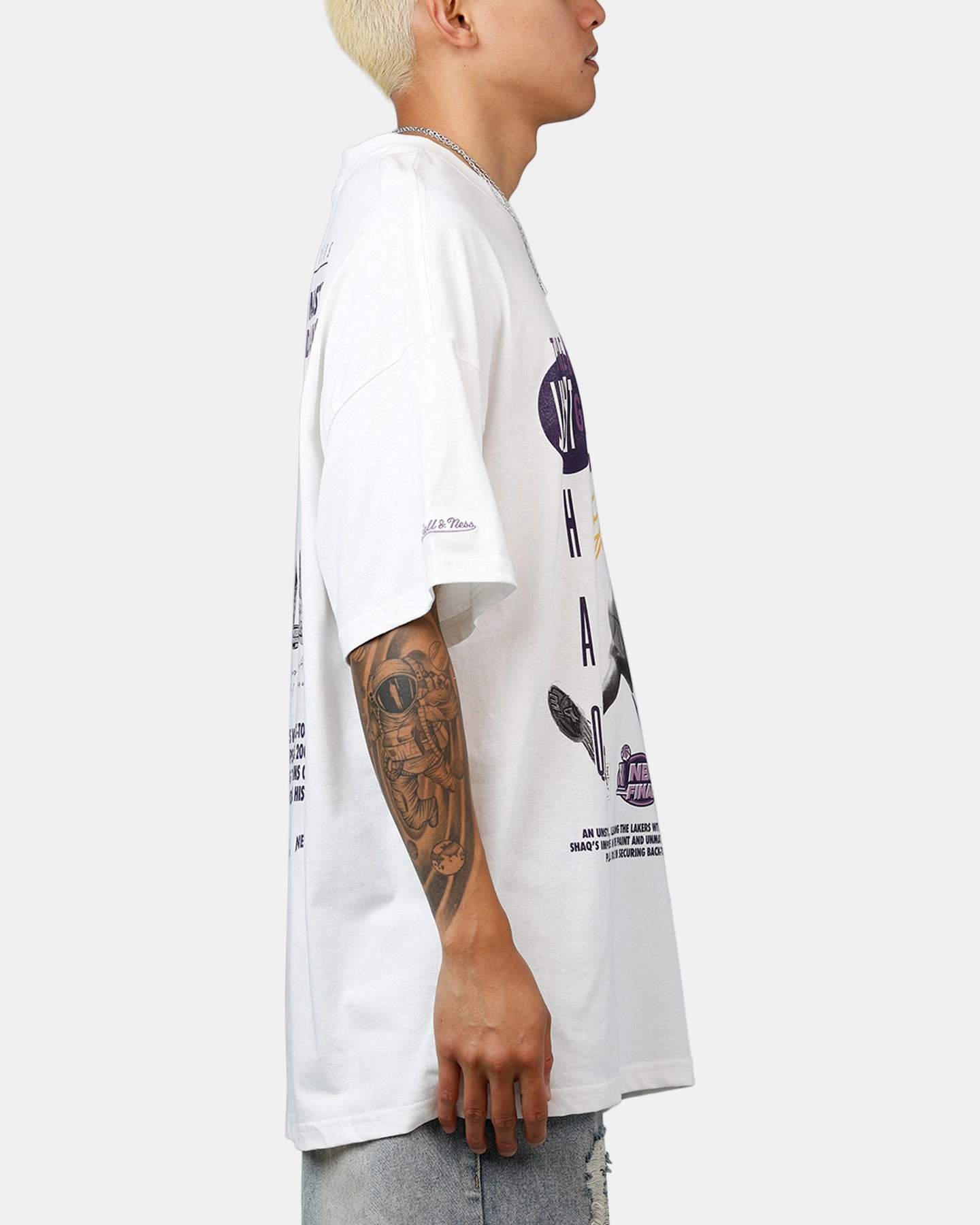 Mitchell & Ness Los Angeles Lakers Shaquille O'Neal Got Better T-Shirt Vintage White Low Impact Processing Perfect Wear