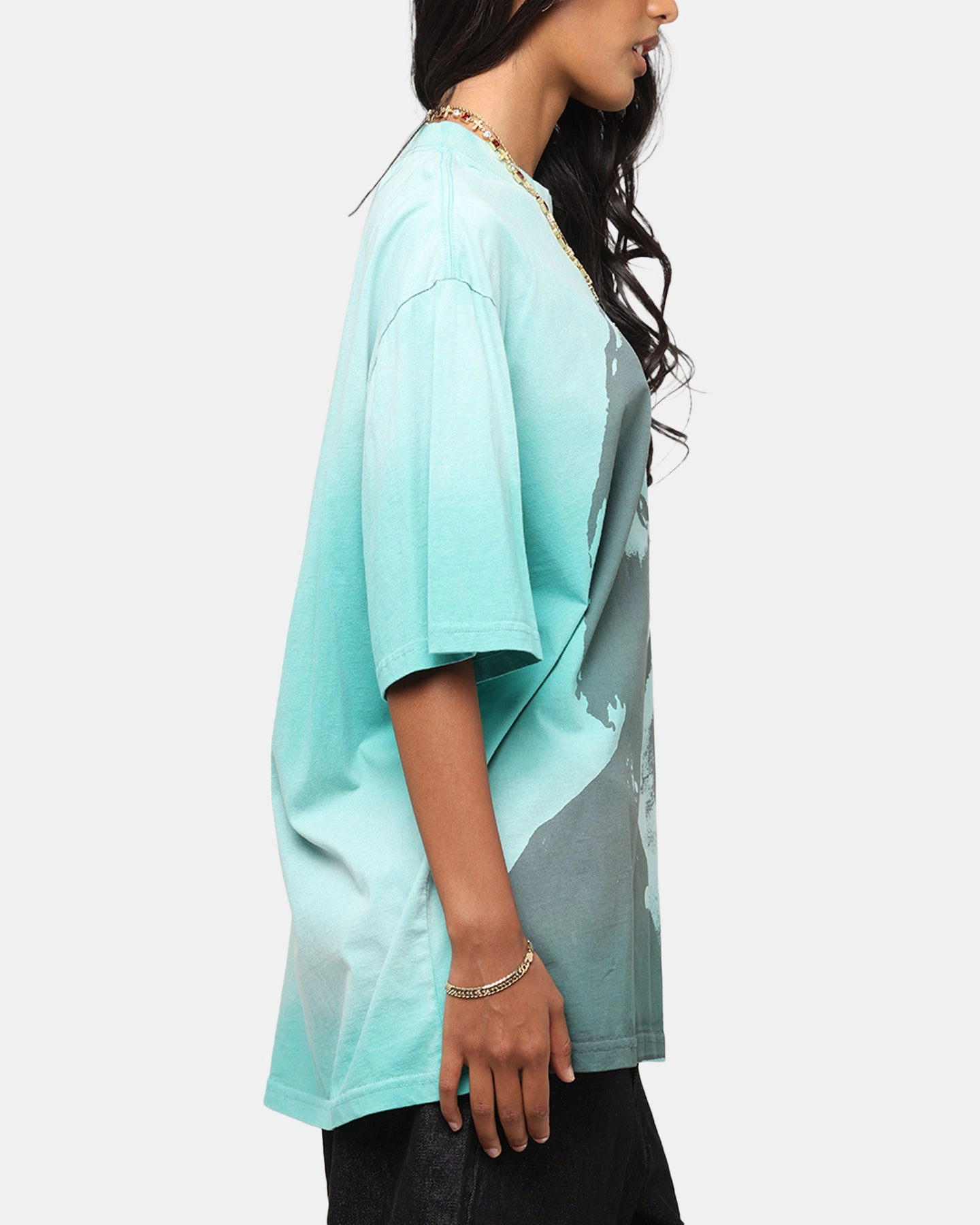 Bob Marley Bob Hem Vintage T-Shirt Washed Teal/Black Fade Resistant Dye Soft and Lightweight
