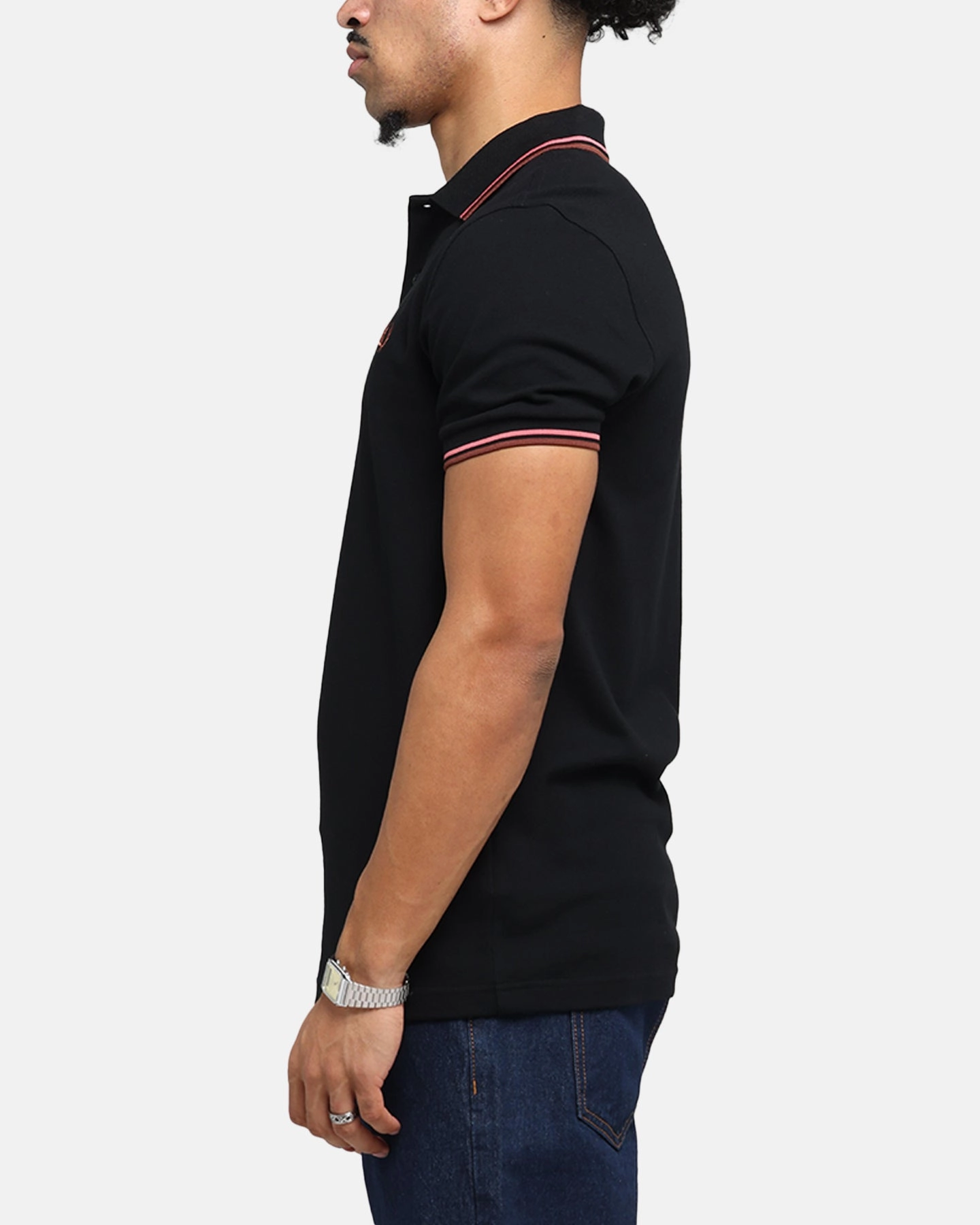 WrinkleResistant Finish Fred Perry Twin Tipped Polo Shirt Black