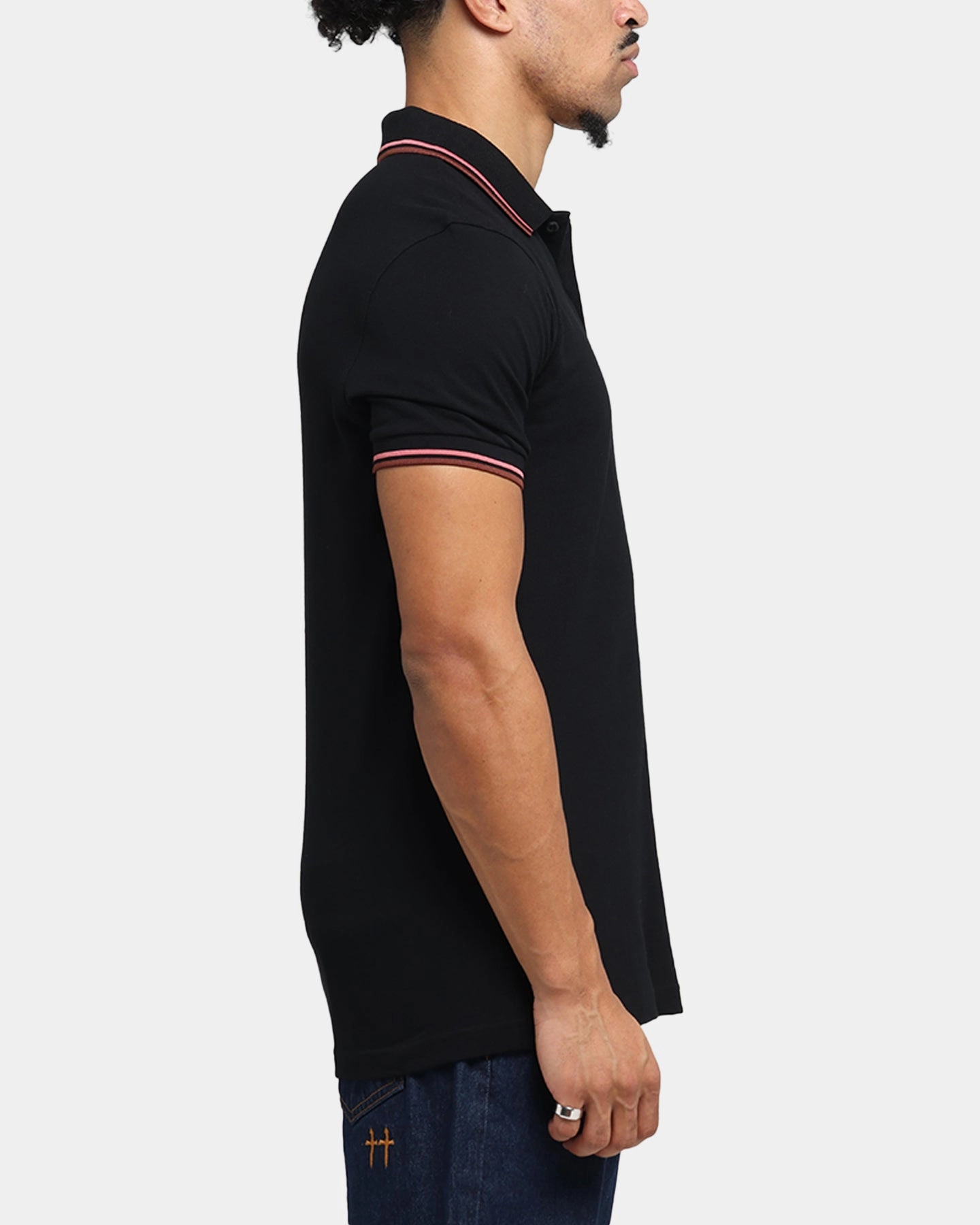 Flexible Ribbed Collar Youthful Appeal Fred Perry Twin Tipped Polo Shirt Black