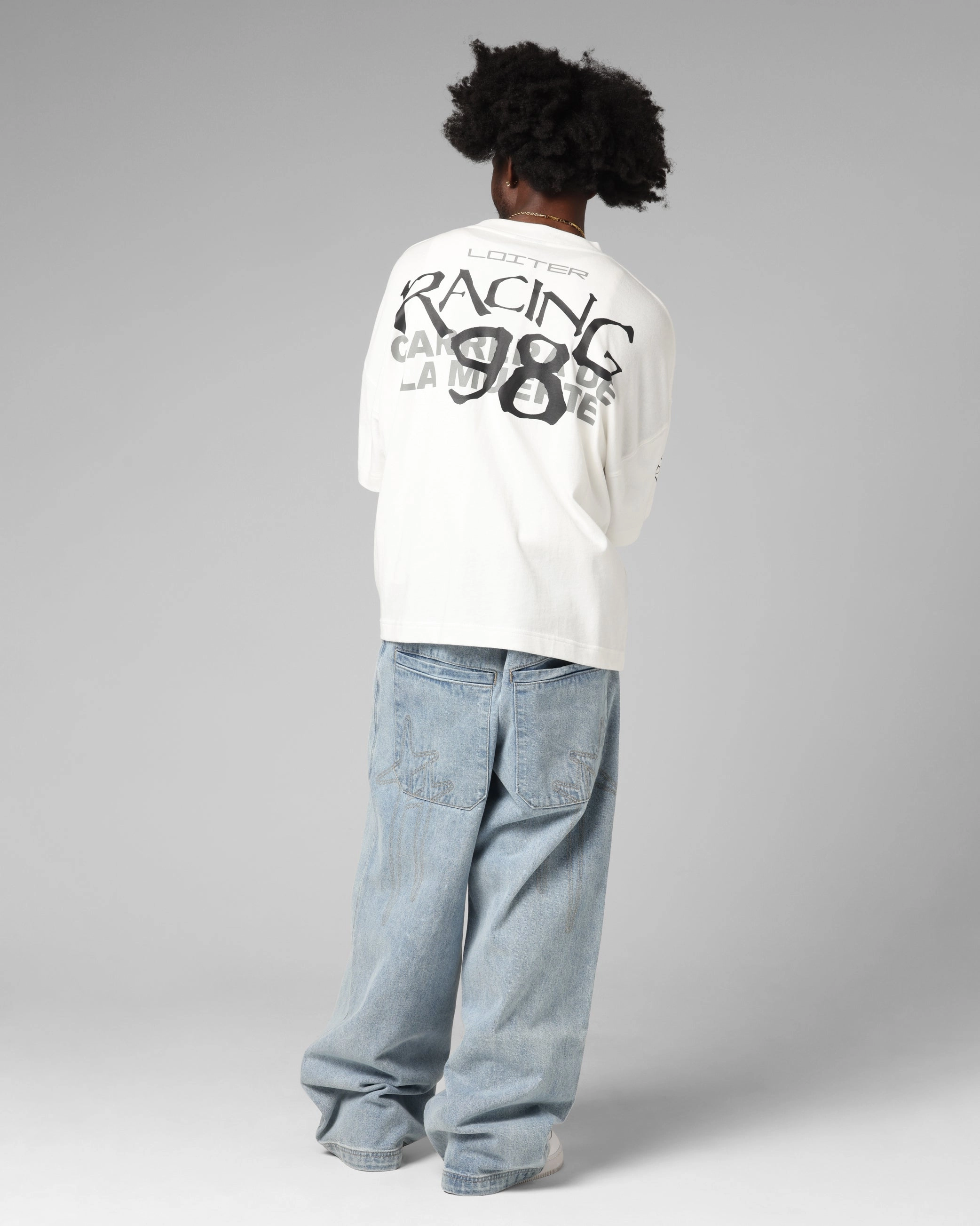 Natural Fiber Blend Fashion Layering Loiter Performance Layered Long Sleeve T-Shirt Off White