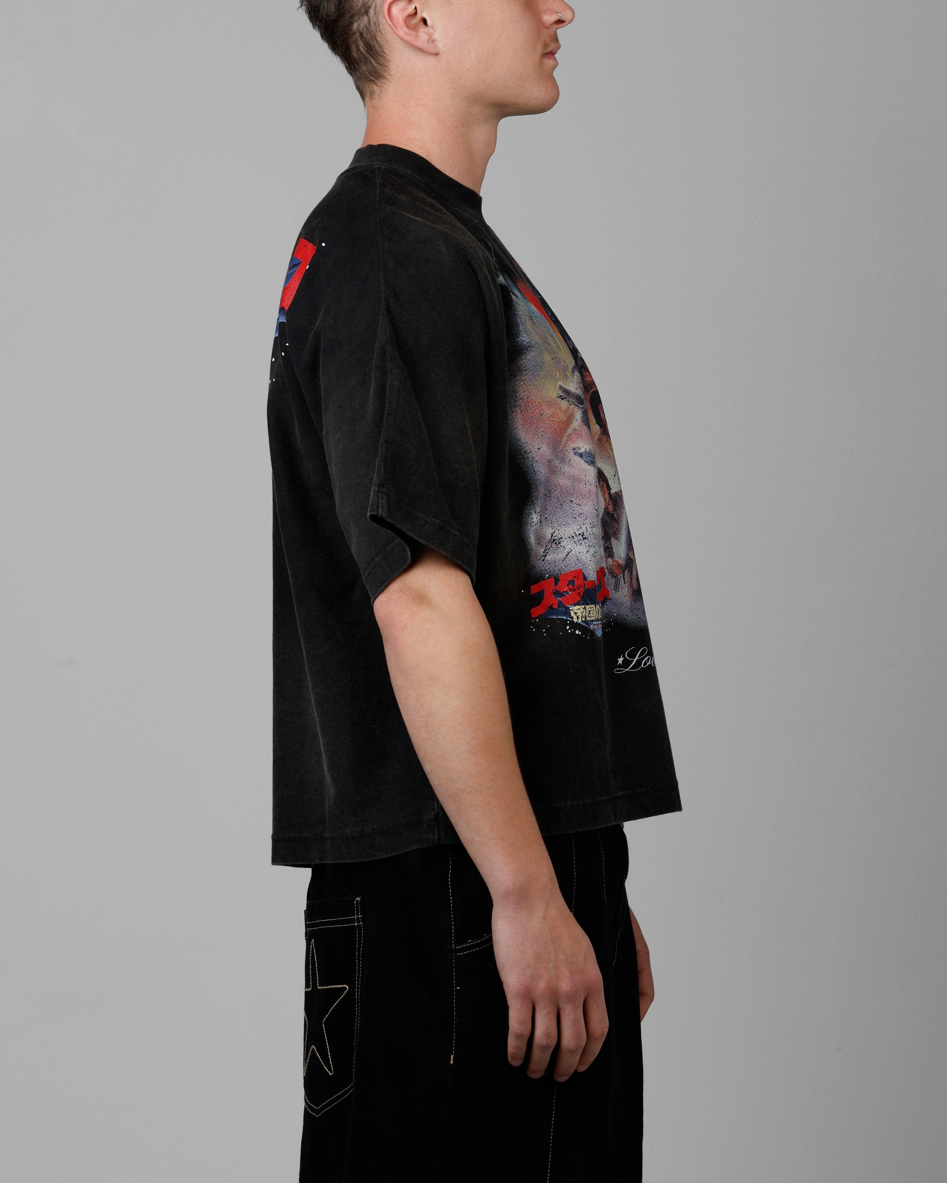 Loiter Star Wars Vintage T-Shirt Washed Black Water Based Ink Print Functional Wear