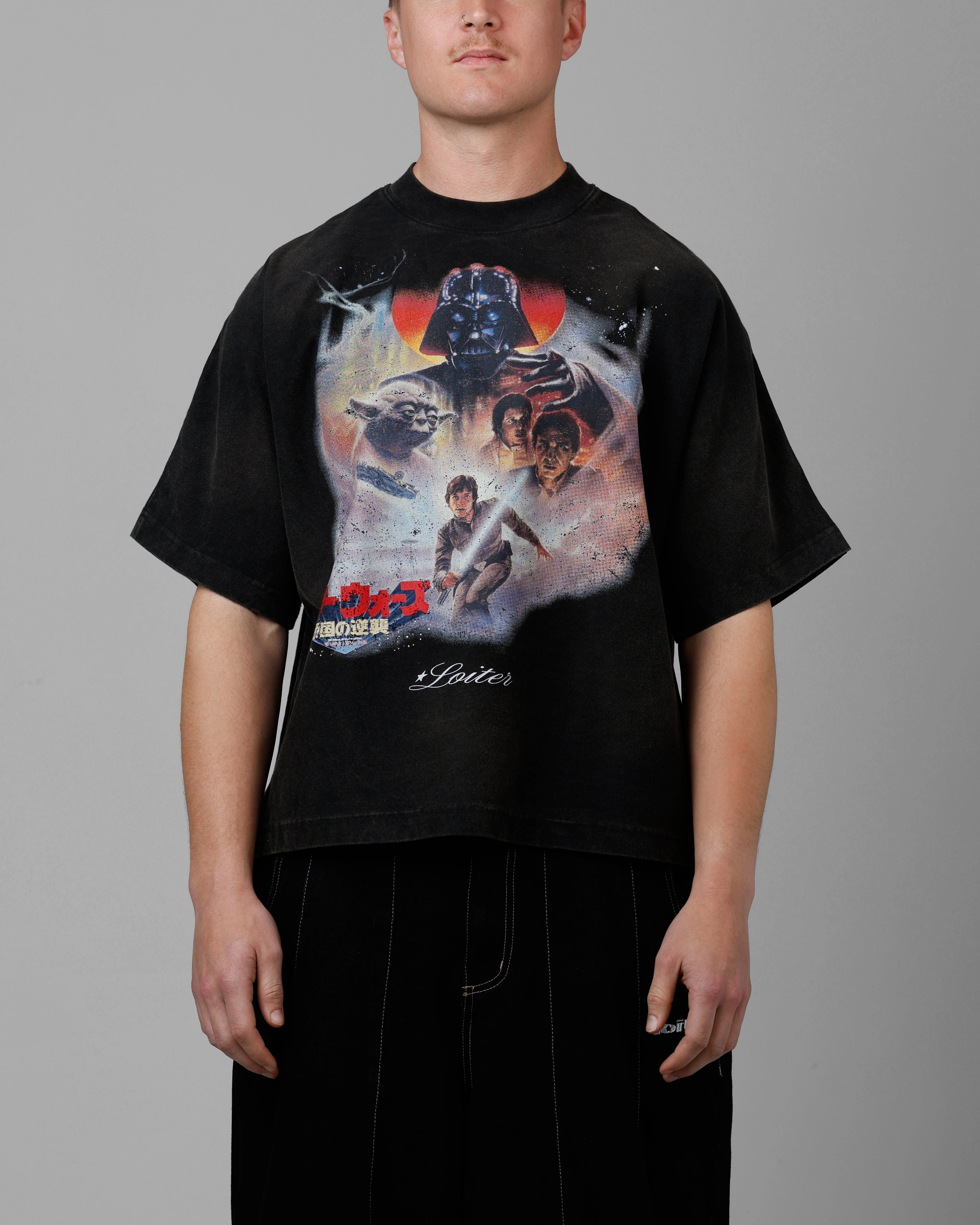 Sporty Style Wear Loiter Star Wars Vintage T-Shirt Washed Black