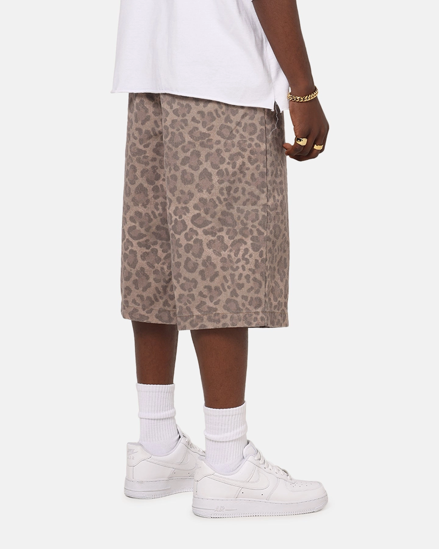 Playboy All Over Print Shorts Leopard Beige suede look Eco-friendly