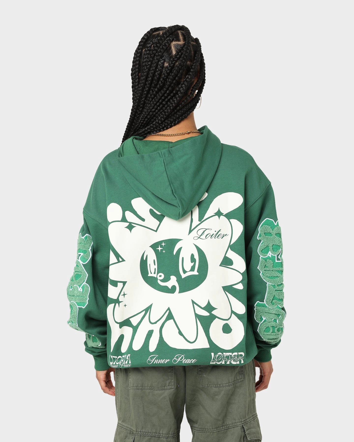 Loiter Fleur Hoodie Green AdjustableHood