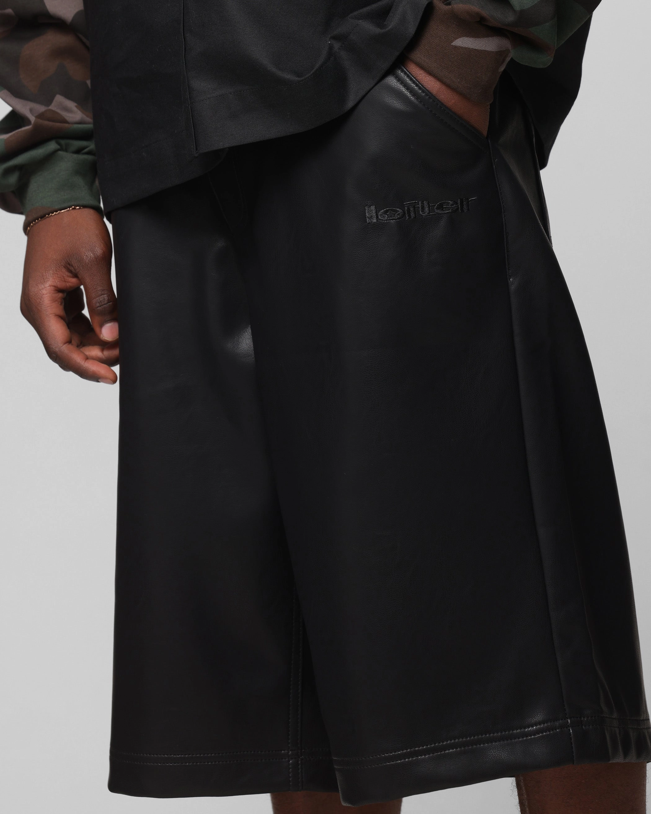 Loiter Collateral PU Leather Jorts Black Reinforced Hemlines Cold Weather Gear