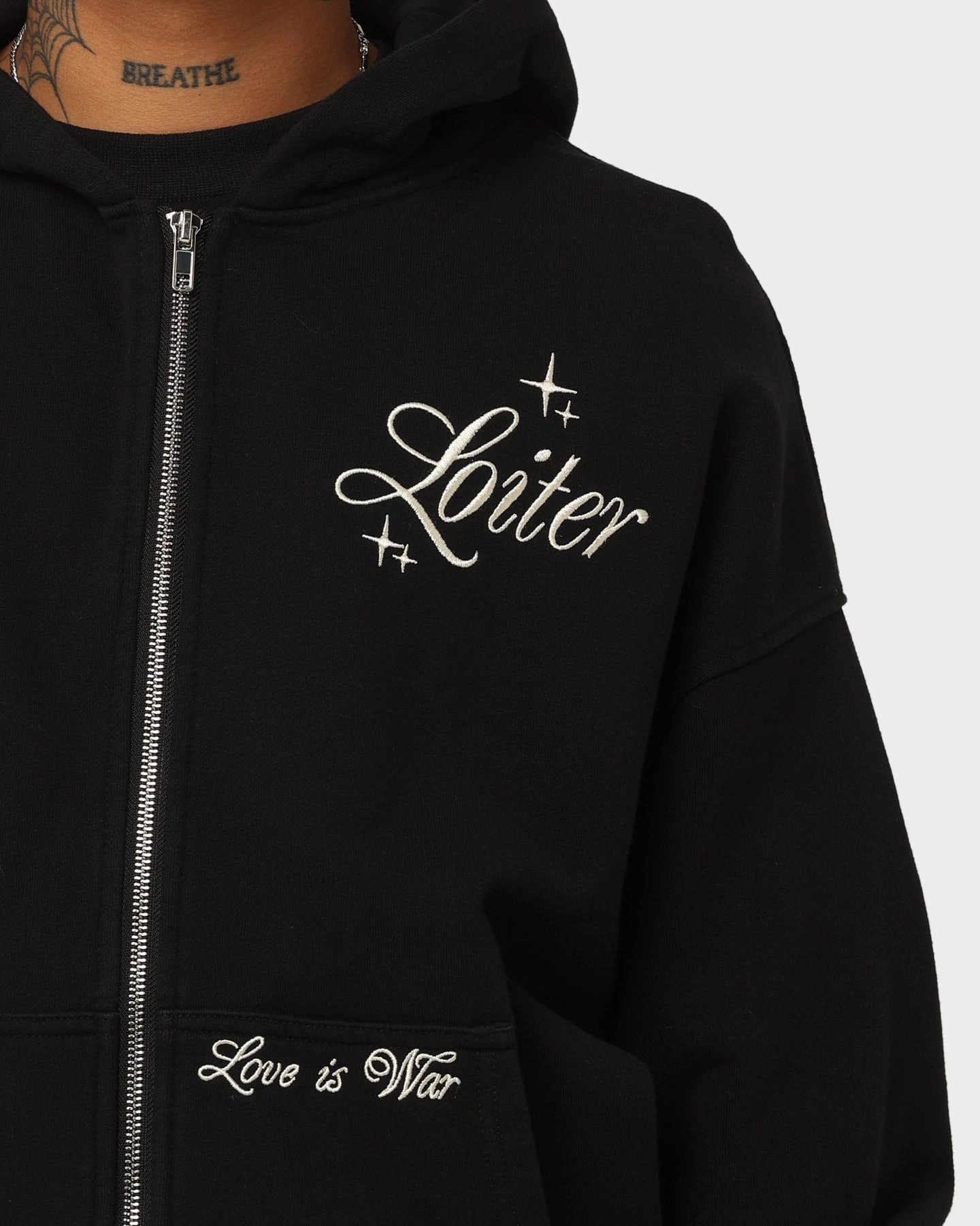 Loiter Paradise Zip Hoodie Off Black Reflective accents Thermoregulating Insulation