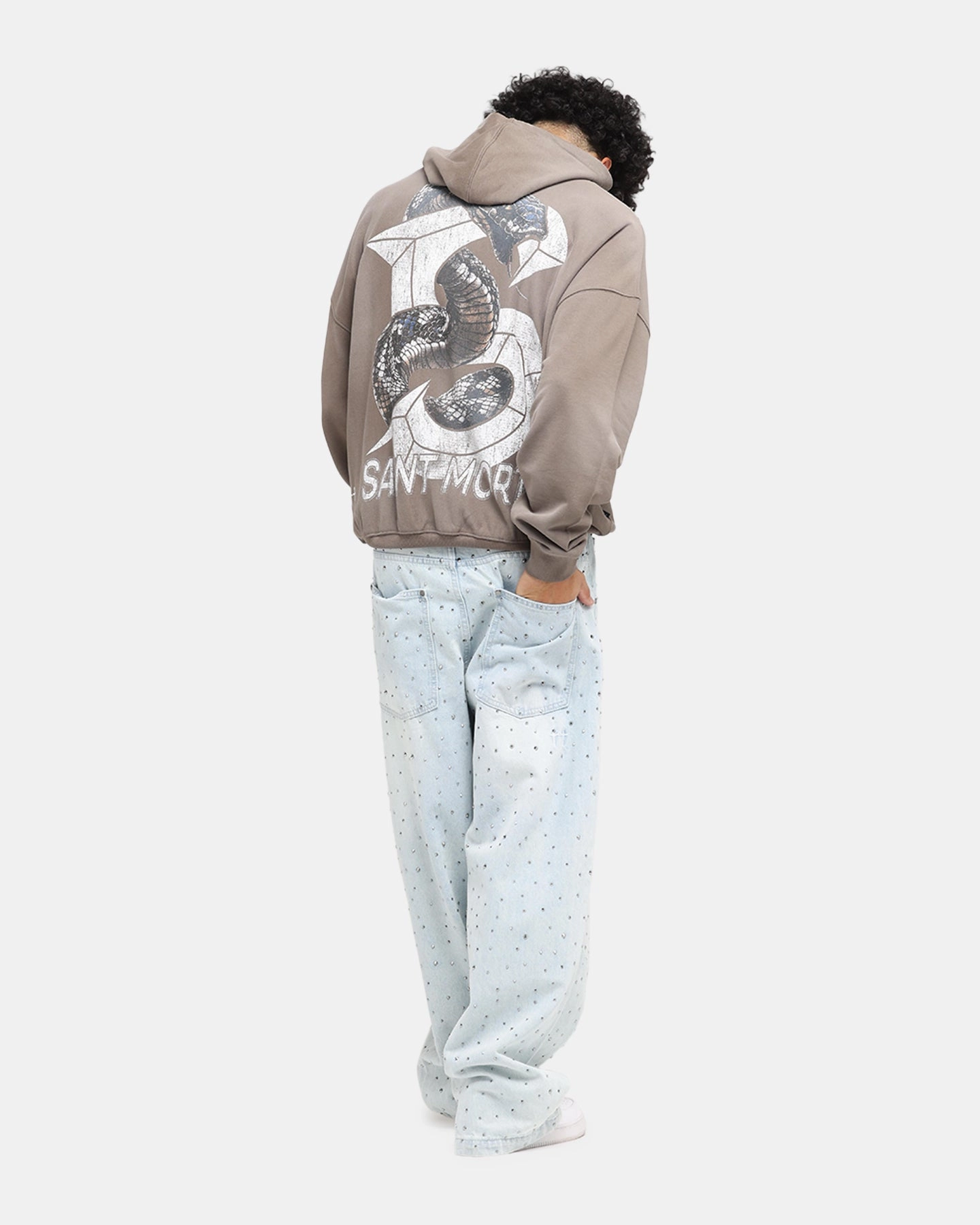 Saint Morta Venom Boxy Hoodie Sunfade Brown Performance - measured