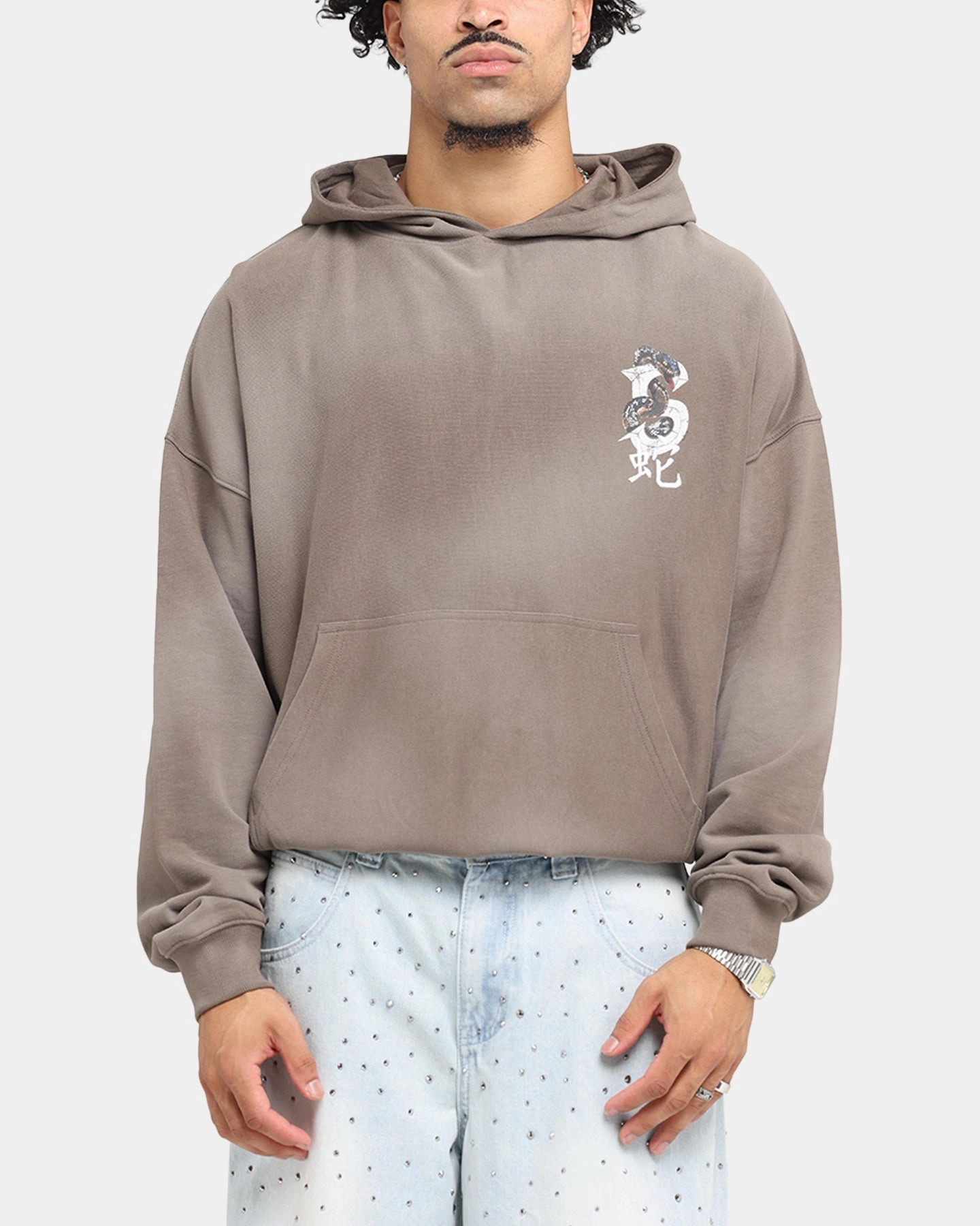 Saint Morta Venom Boxy Hoodie Sunfade Brown Counter - measure - ready