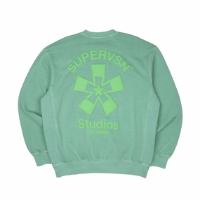 Supervsn Studio Starburst Crewneck 'Green' Cuffed Sleeves