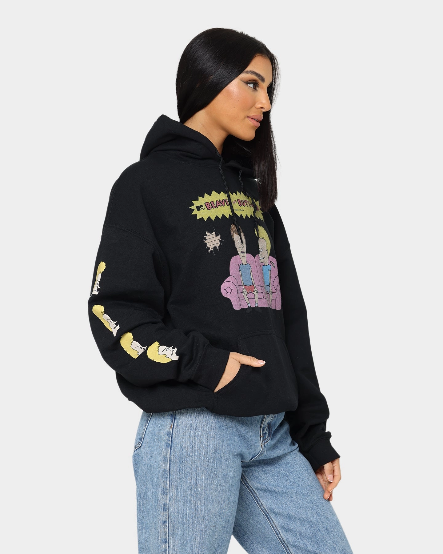 Formal Style American Thrift American Thrift X Beavis & Butthead Couch Hoodie Black