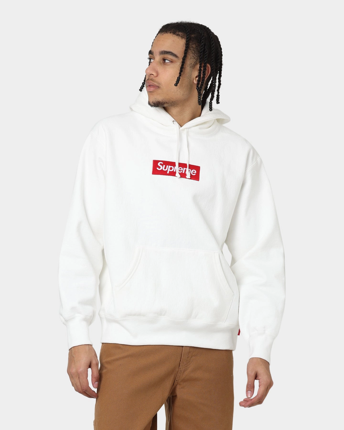Supreme Box Logo Hooded Sweatshirt White mountain scene Wind Resistant
