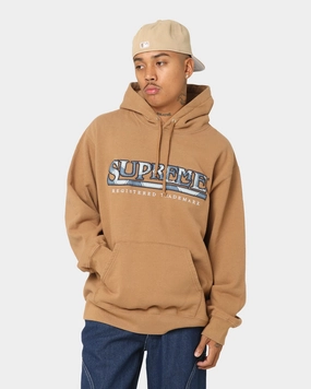 Anti Slip Shoulder Pads Supreme Denim Logo Hoodie Brown