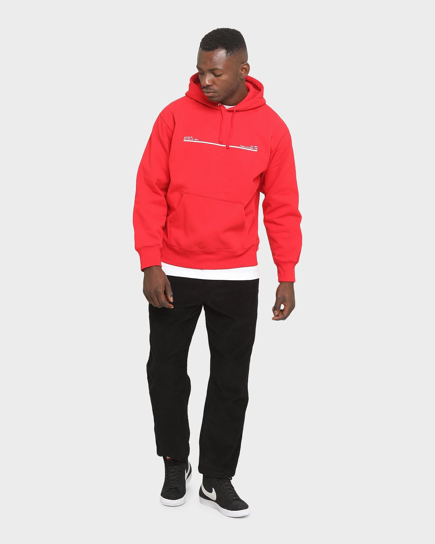 Grade Zippered Pocket Design Supreme Shop Hooded Sweatshirt Red