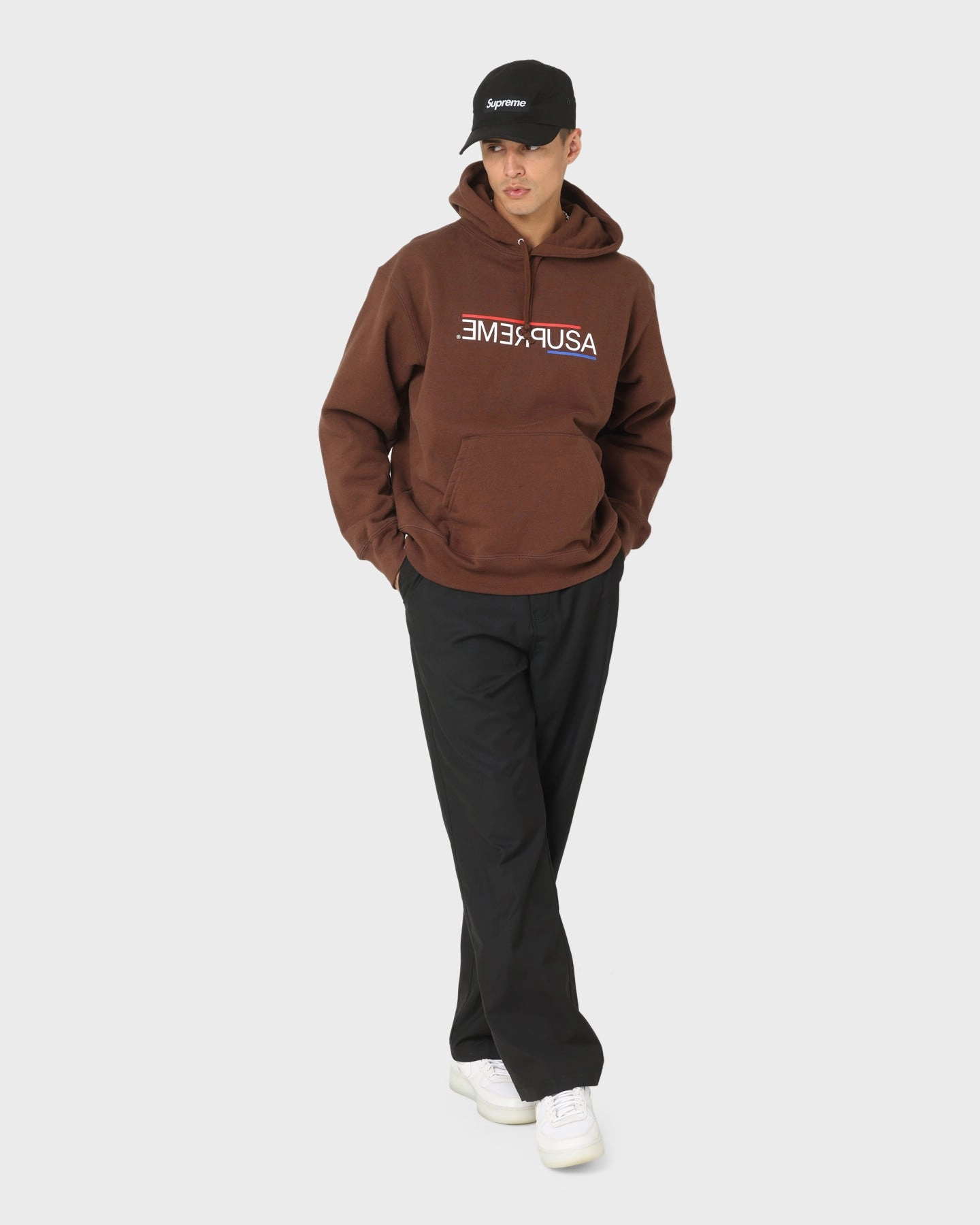 Supreme USA Hooded Sweatshirt Brown Cold-Weather Comfort