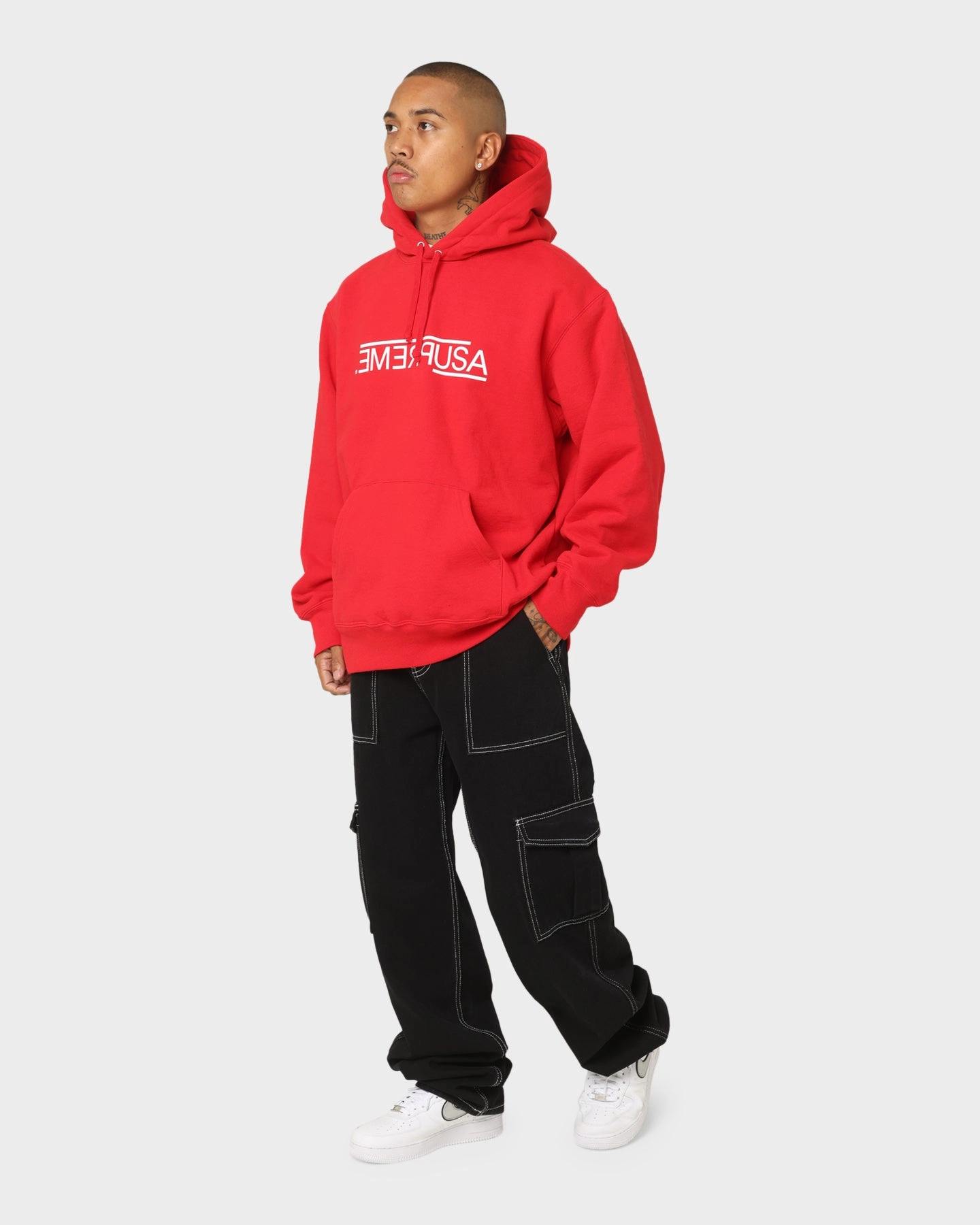 Supreme USA Hooded Sweatshirt Red Durable Material layering option