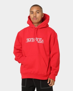 Supreme USA Hooded Sweatshirt Red Soft Touch Interior Daily Wear