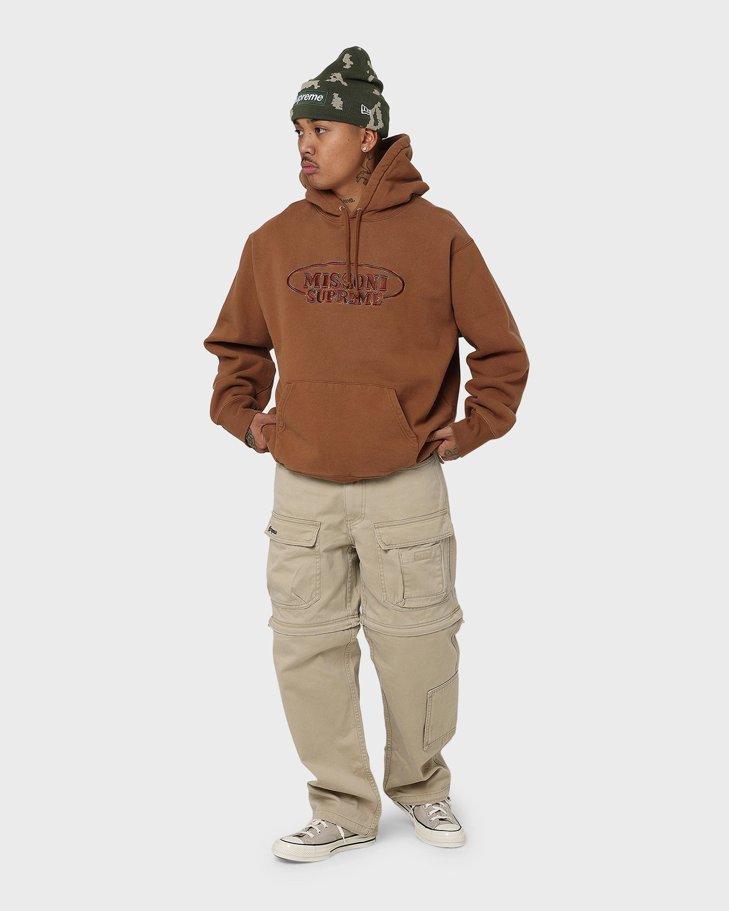 Supreme X Missoni Hooded Sweatshirt Brown petite size Casual Outdoor Layer