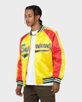 holiday Forest Supreme X Mitchell & Ness Sequin Logo Varsity Jacket Gold