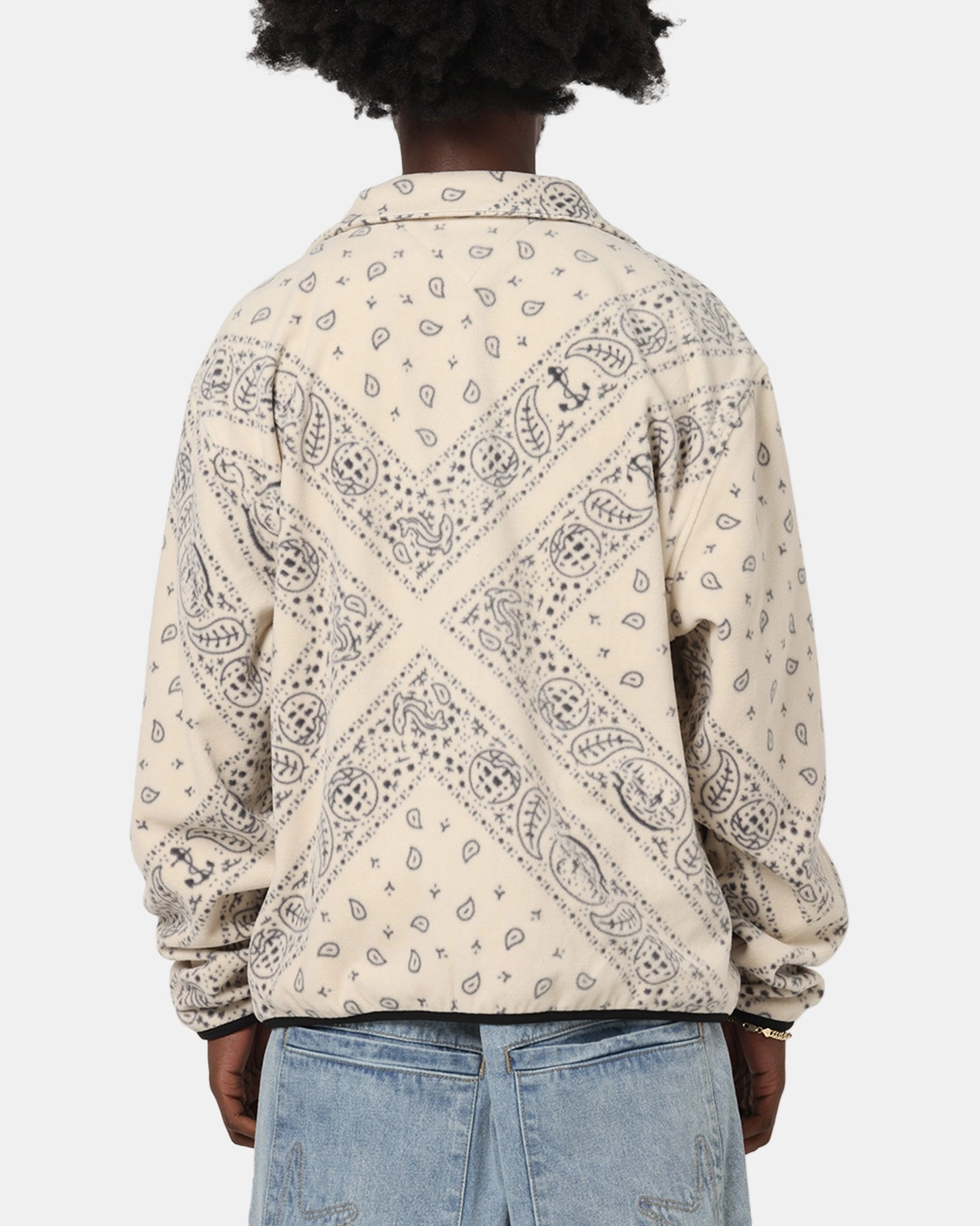 heirloom Neutral Tommy Jeans Relaxed Zip Paisley Fleece Jacket Newsprint