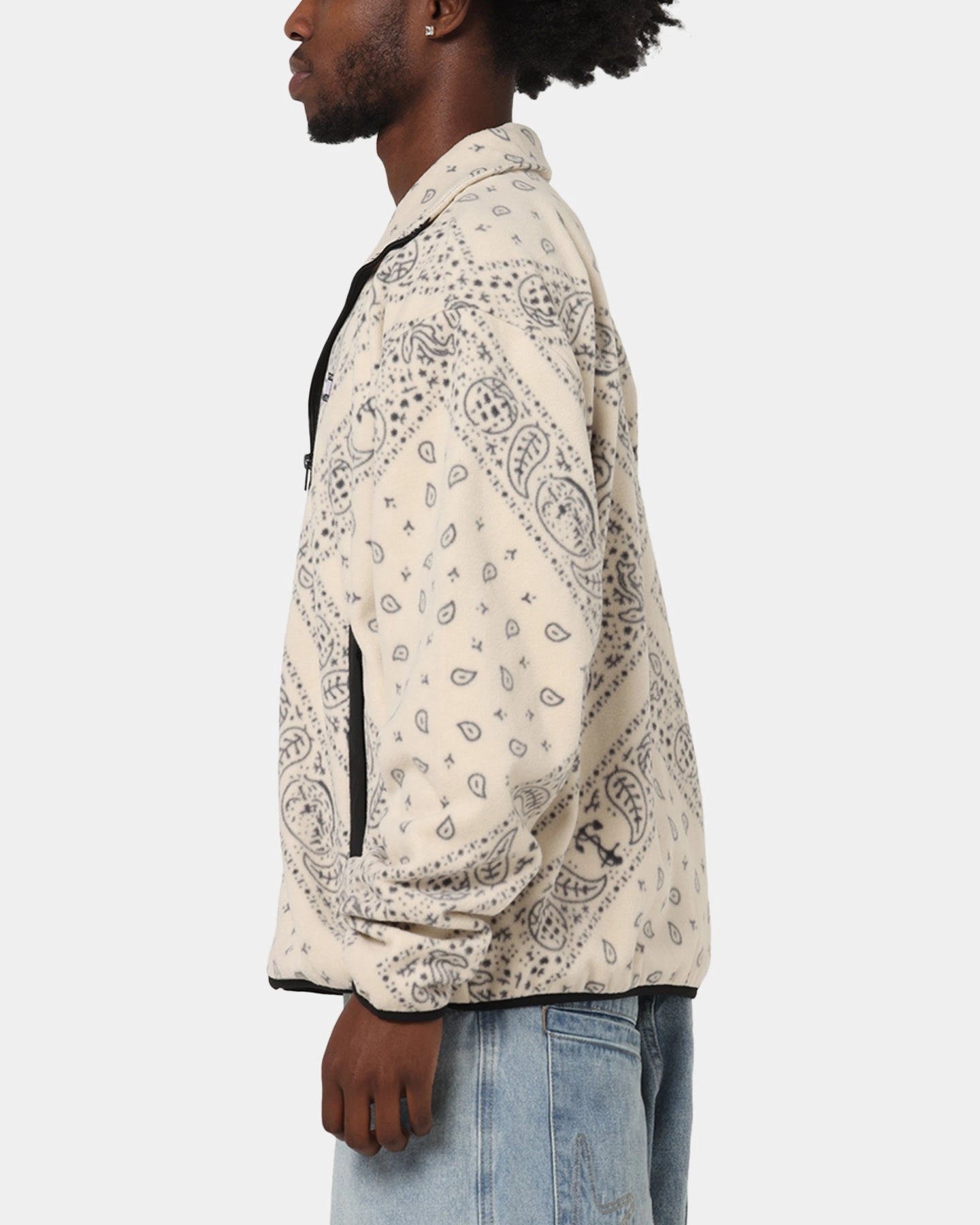 Tommy Jeans Relaxed Zip Paisley Fleece Jacket Newsprint Free Motion Design