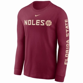Street Ready Nike Men's Noles Basketball Long Sleeve Cotton T-shirt - Garnet